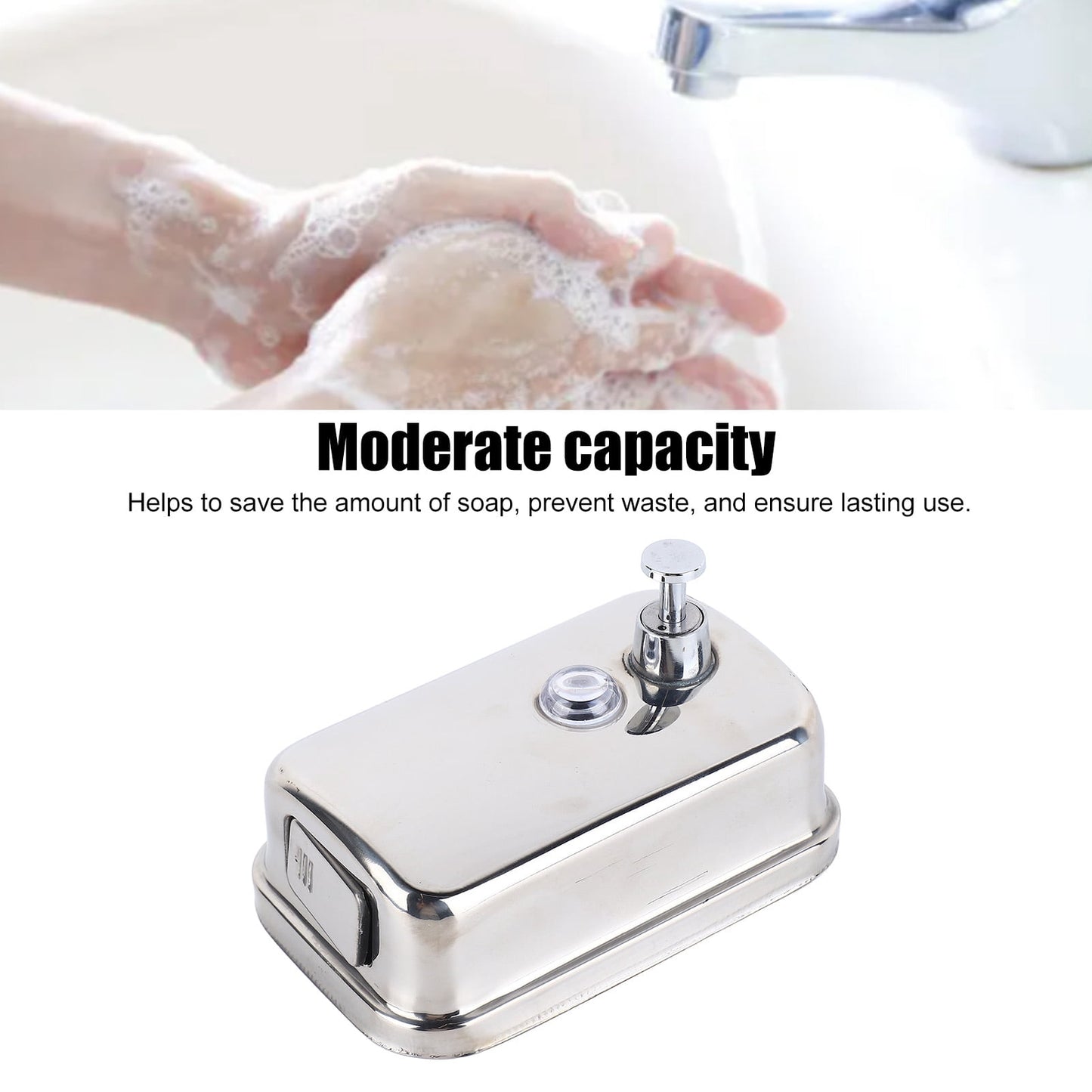 UsilkU Stainless Steel Wall Mounted Manual Soap Dispenser for Commercial & Hotel Restrooms, 16.9 oz / 500 ml