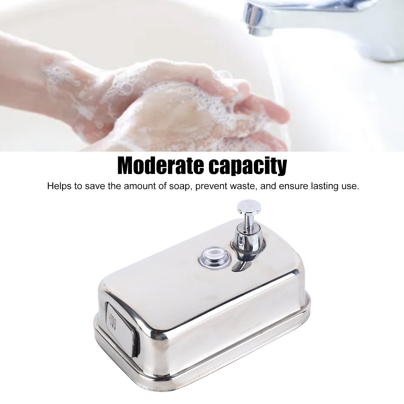 UsilkU Stainless Steel Wall Mounted Manual Soap Dispenser for Commercial & Hotel Restrooms, 16.9 oz / 500 ml