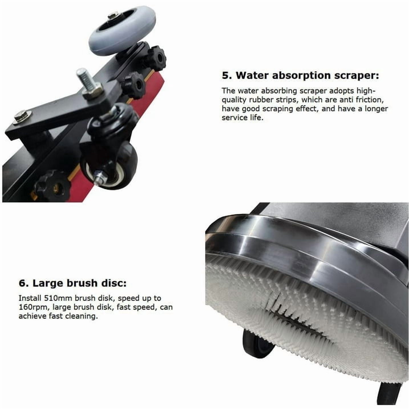 Commercial Auto Floor Scrubber Machine 20" Brush 160RPM Brush Speed 23.5 Gallons of Dual Tanks 110V