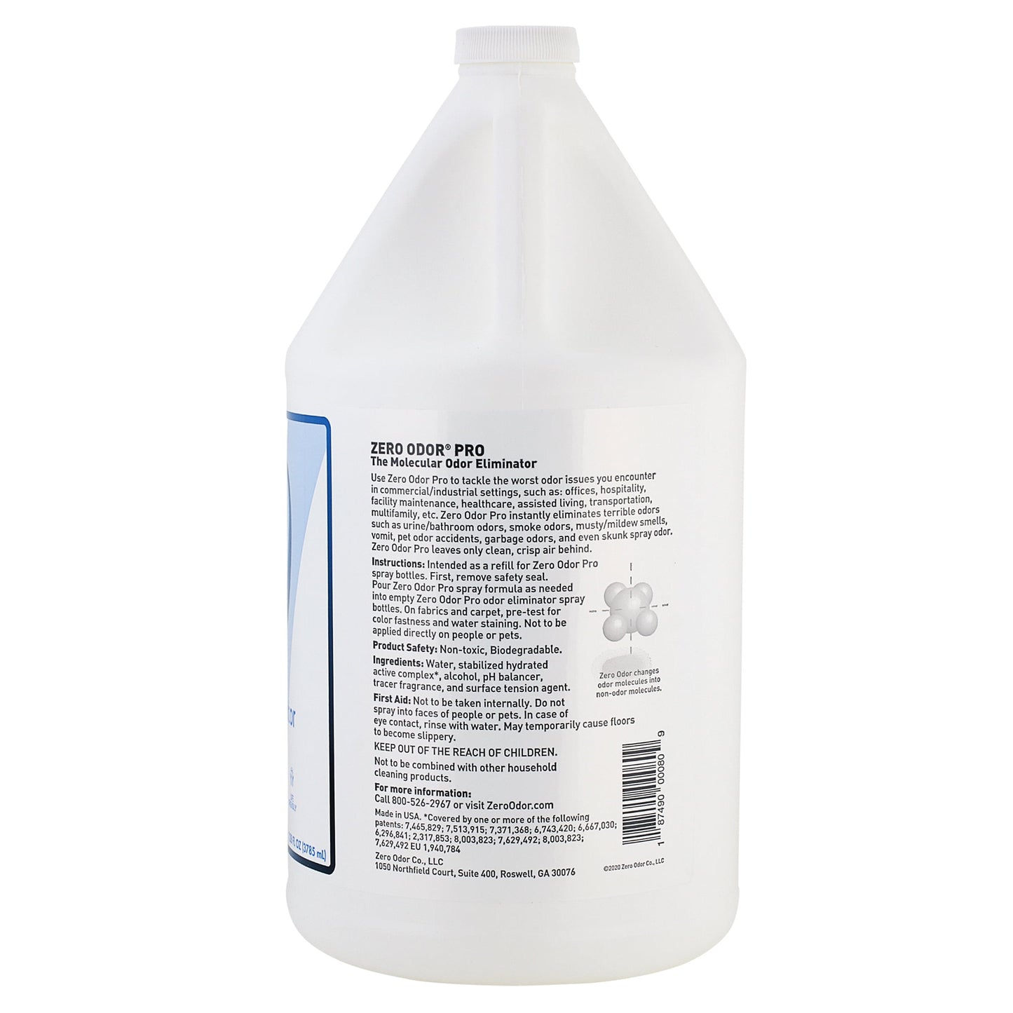 Zero Odor Commercial Odor Eliminator Spray Air & Surface Deodorizer Smell Remover Refill 128 oz
