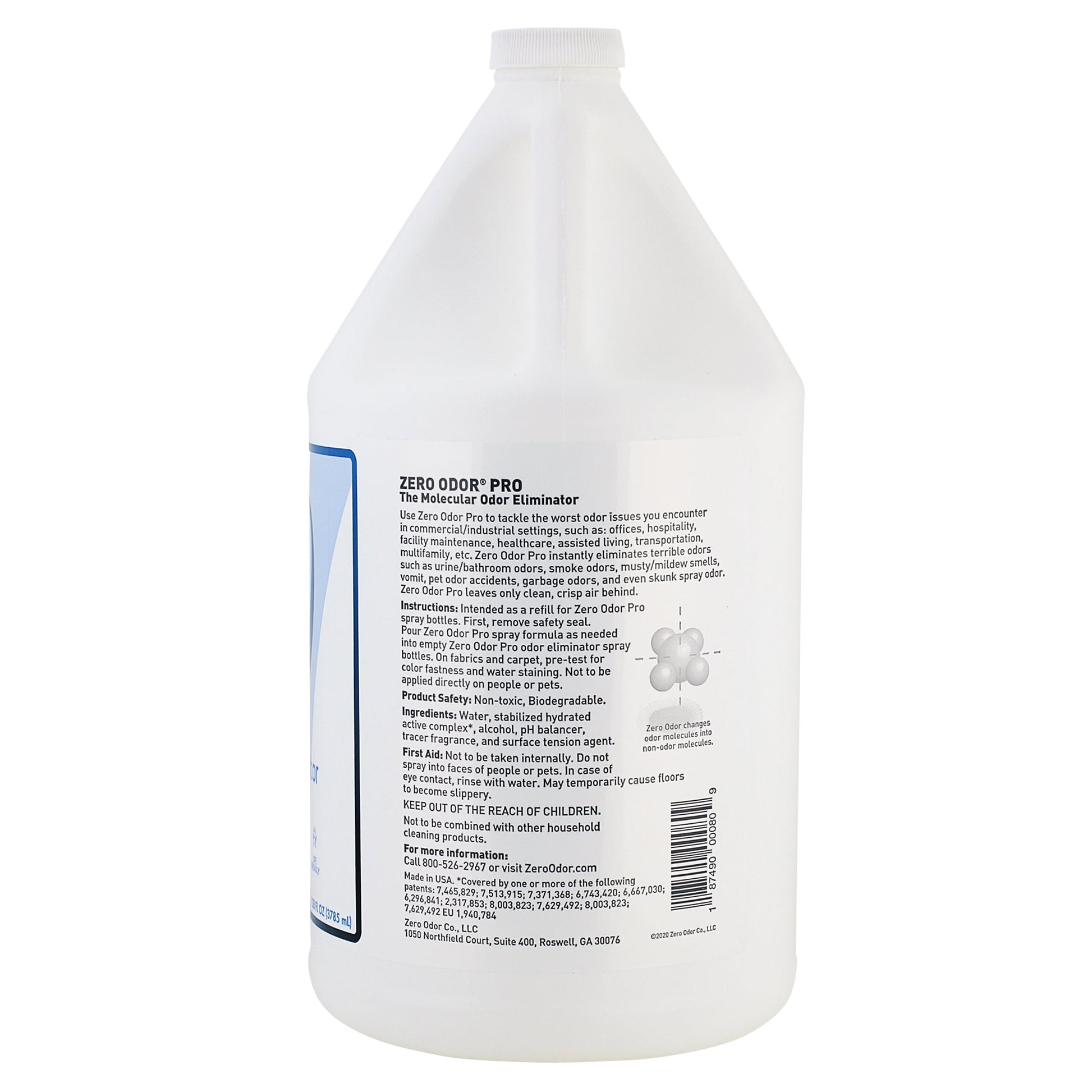 Zero Odor Commercial Odor Eliminator Spray Air & Surface Deodorizer Smell Remover Refill 128 oz