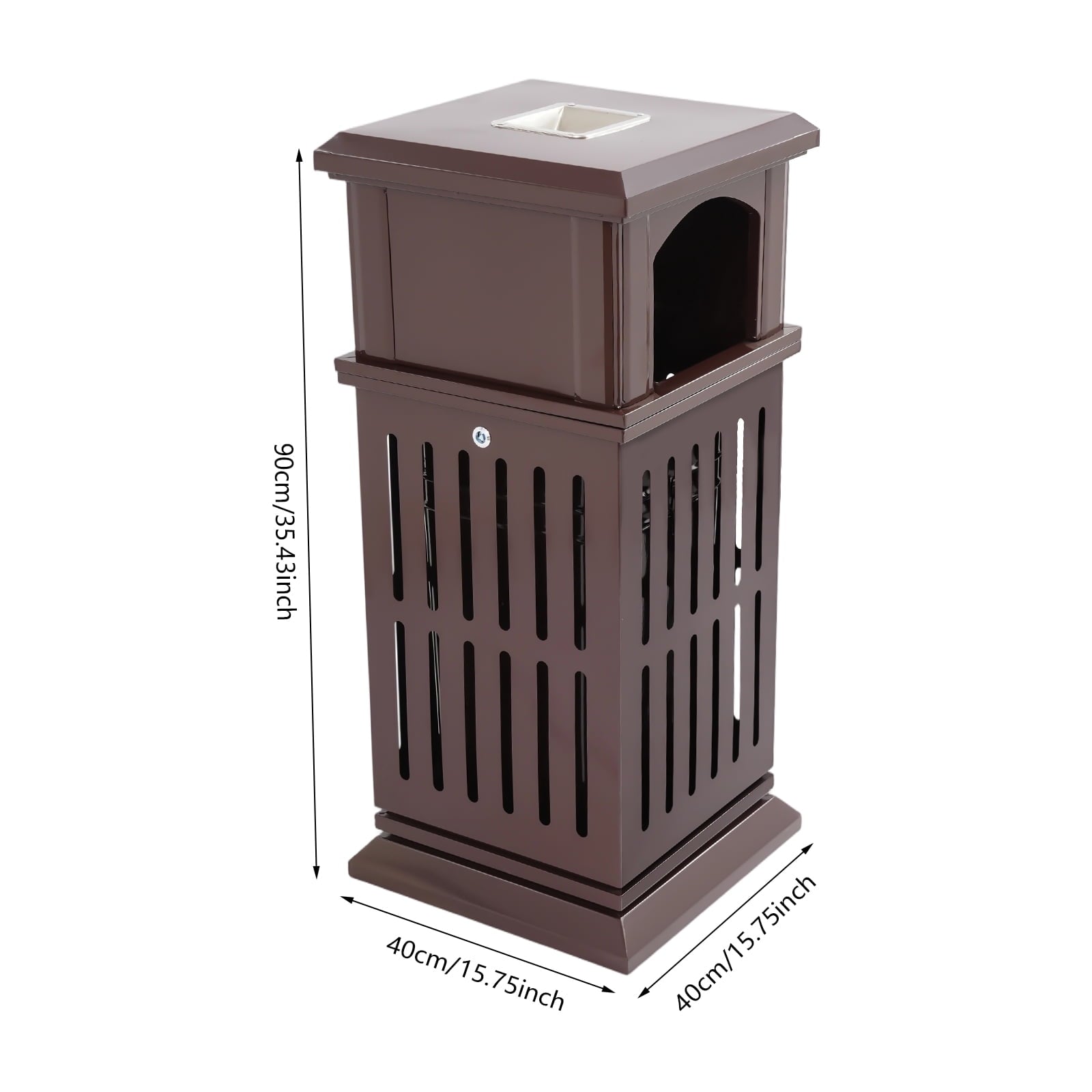 Trash Can with Lid, Large Commercial Garbage Waste for Yard Garage, Heavy Duty Industrial Waste Container (Dark Brown)