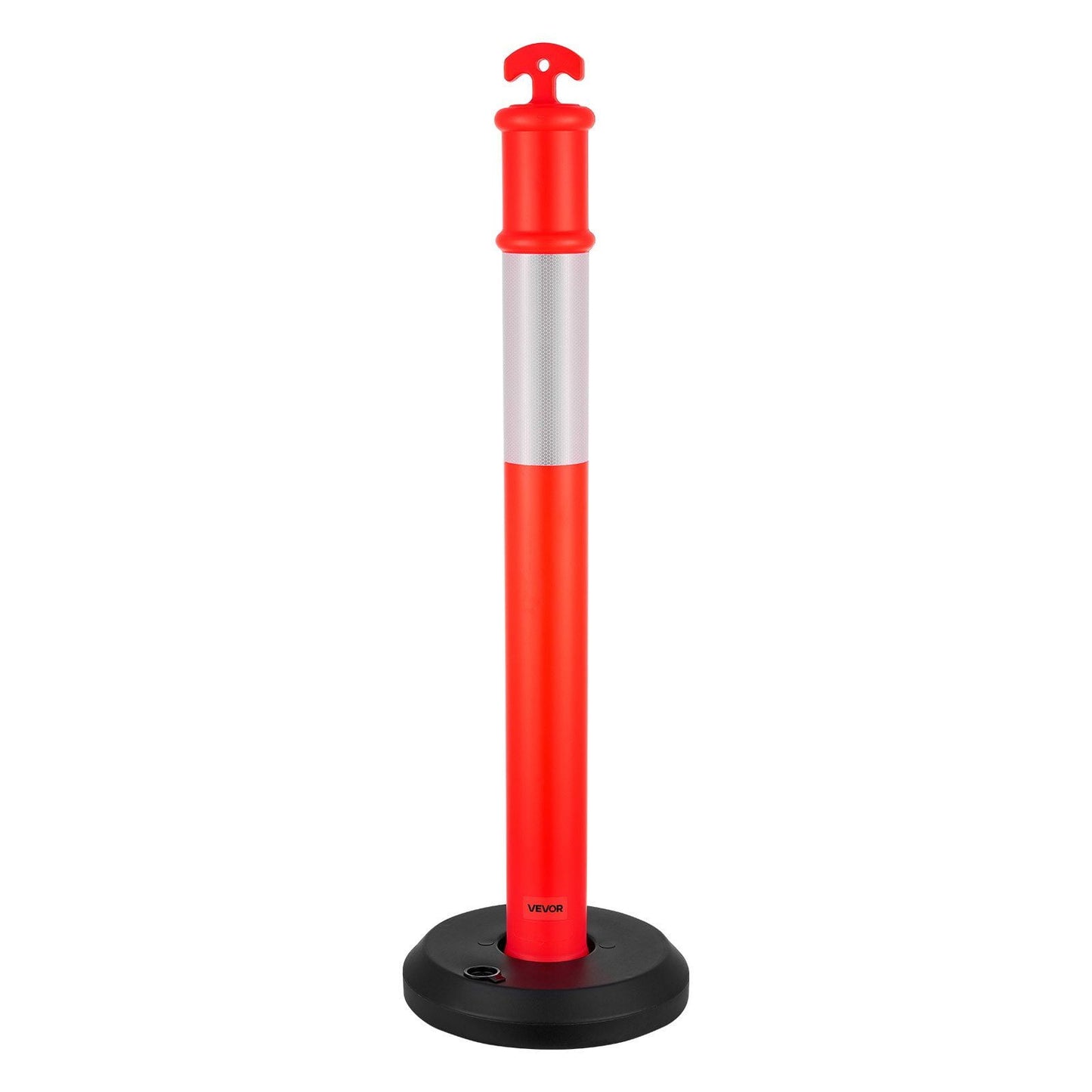 9-Pack of 48-Inch Fillable Safety Cones with Reflective Strips – Heavy Duty Traffic Delineator Posts for Construction, Parking, and Event Crowd Control, Red