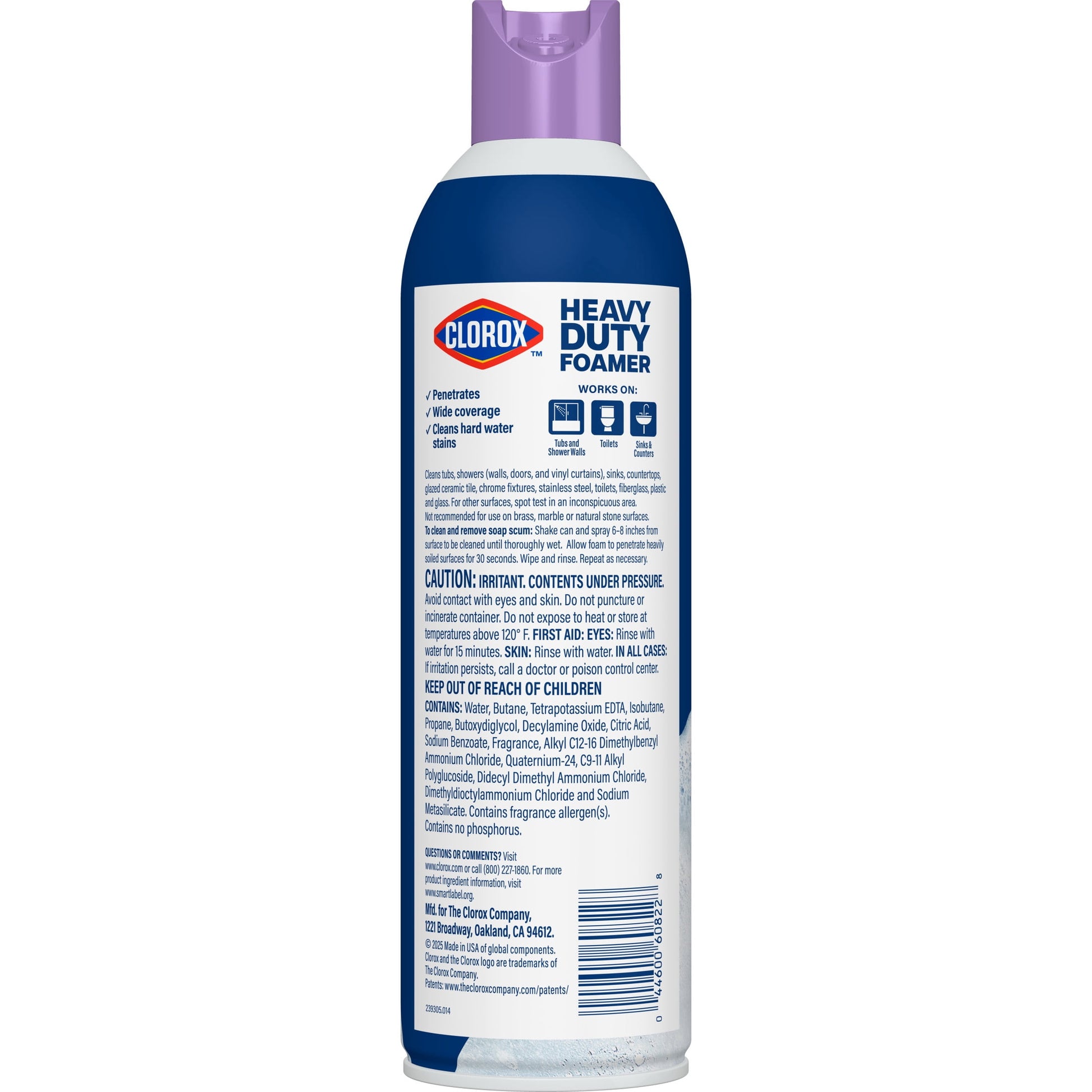 Clorox Heavy Duty Bathroom Foamer Soap Scum Remover, Lavender Clean, 20 Ounces