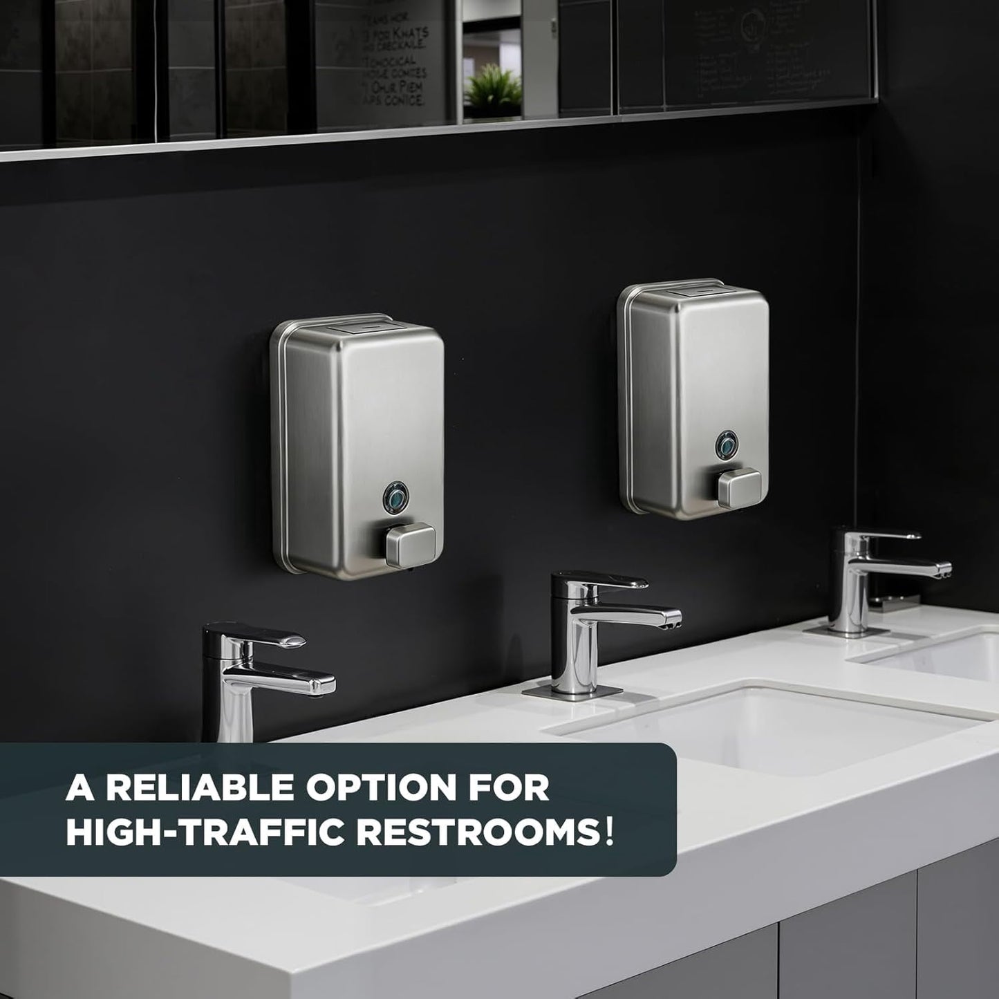 Wall Mounted Soap Dispenser 1100ml/37fl oz, Stainless Steel Commercial Soap Dispenser with Protective Inner Liner, Manual Soap Dispenser with Easy-Press Pump for Bathroom, Kitchen & Restaurant