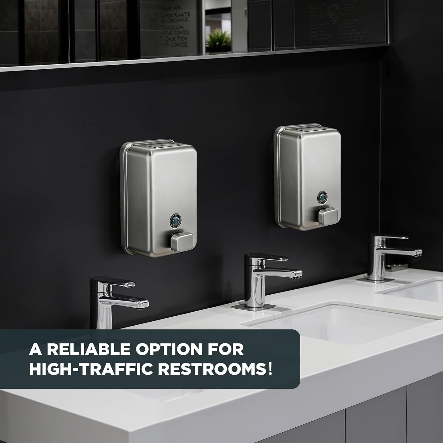 Wall Mounted Soap Dispenser 1100ml/37fl oz, Stainless Steel Commercial Soap Dispenser with Protective Inner Liner, Manual Soap Dispenser with Easy-Press Pump for Bathroom, Kitchen & Restaurant