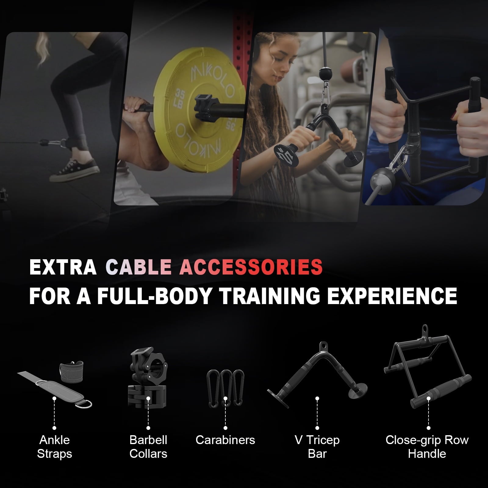 Mikolo Horus Smith Machine & Functional Trainer, 2200LBS Squat Rack with Cable Crossover, 2×2"Uprights (33 Holes), Dual 128LBS Weight Stack, Dual High/Low Cables