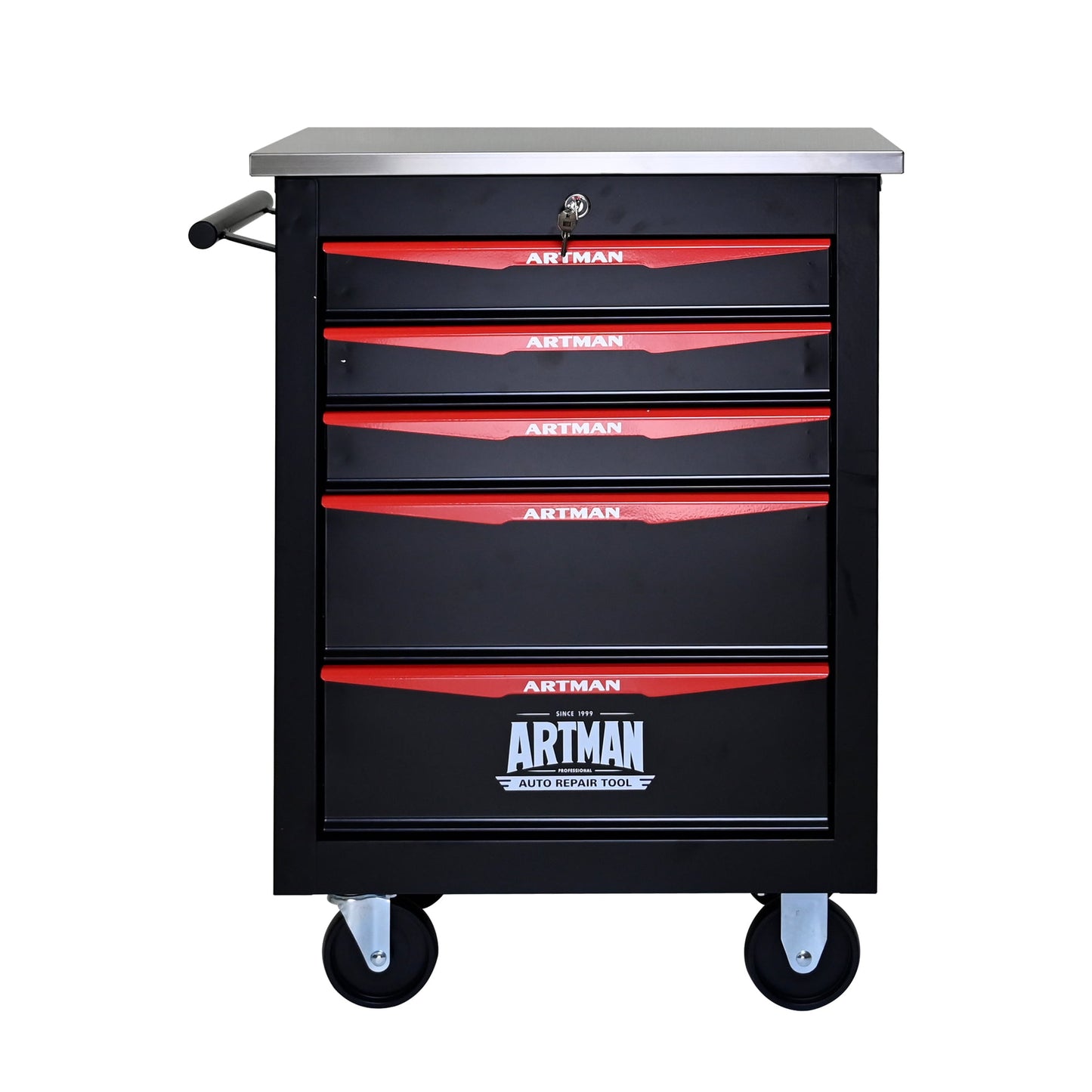 ARTMAN 5 Drawers Steel Storage Rolling Tool Chest Cabinet Cart with Wheels and Stainless Steel Roof