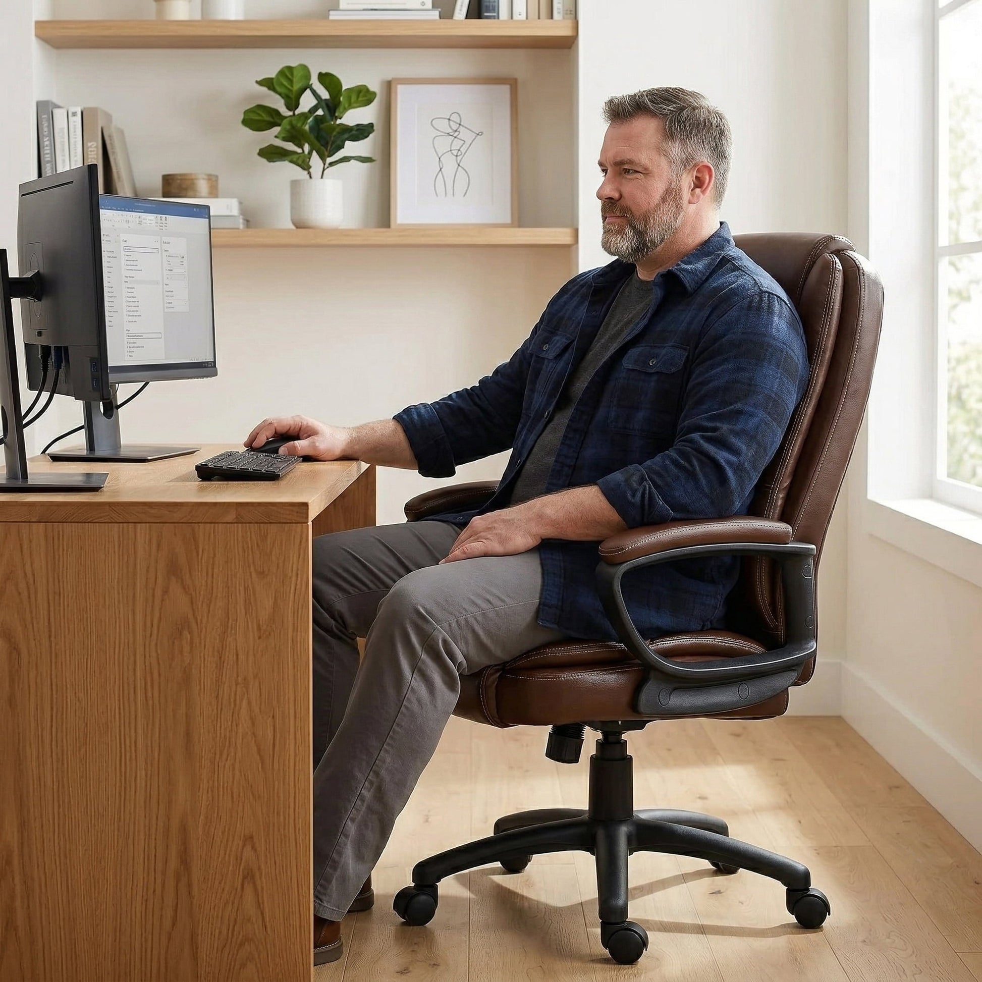 Waleaf Home Office Chair, 400LBS 8Hours Heavy Duty Design, Ergonomic High Back Cushion Lumbar Back Support, Computer Desk Chair, Big and Tall Chair for Work