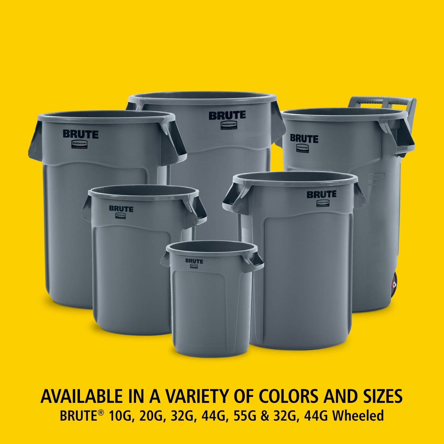 Rubbermaid Brute 32-Gallon Trash Can with Lid, Grey