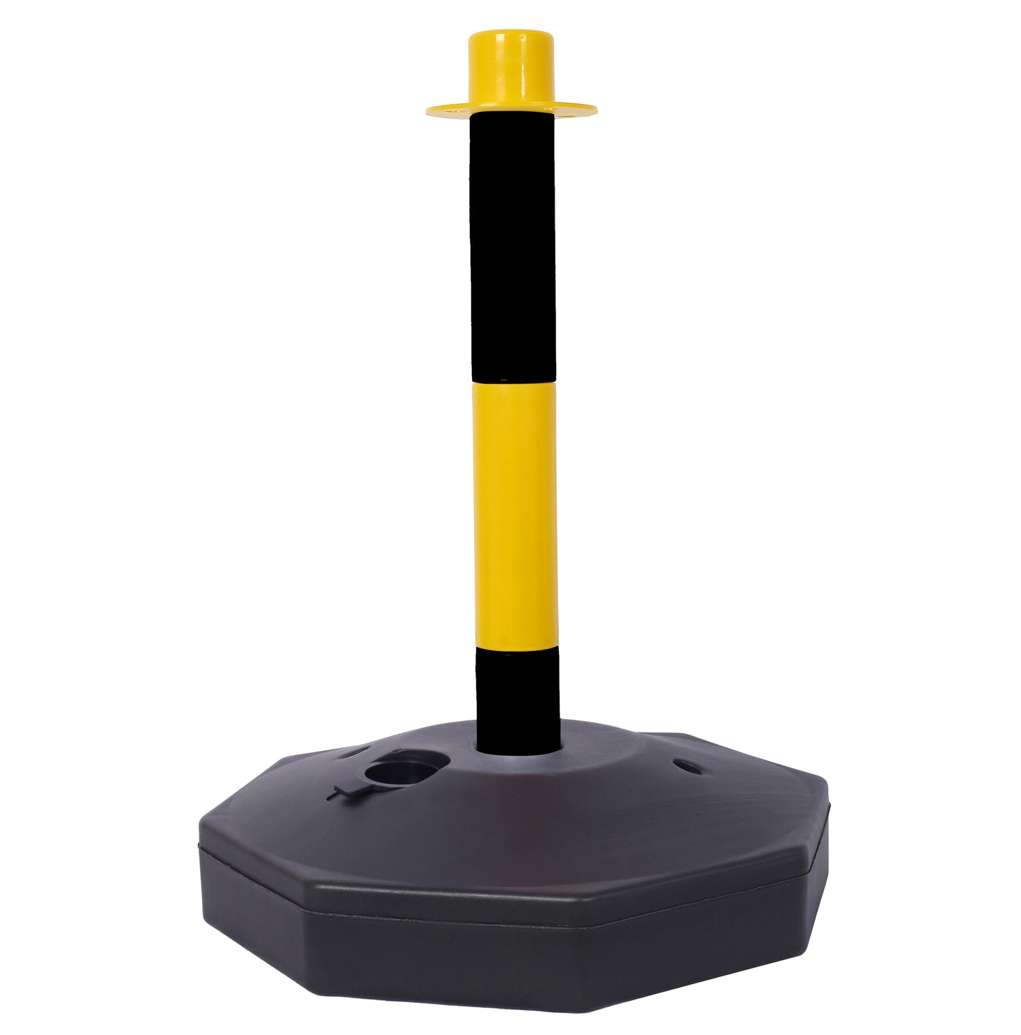 12 Pack Traffic Delineator Post Cones with Fillable Base, Adjustable Plastic Safety Barrier with 5Ft Plastic Chain, Outdoor and Indoor Crowd Control Stanchion for Traffic Control and warning Y/B