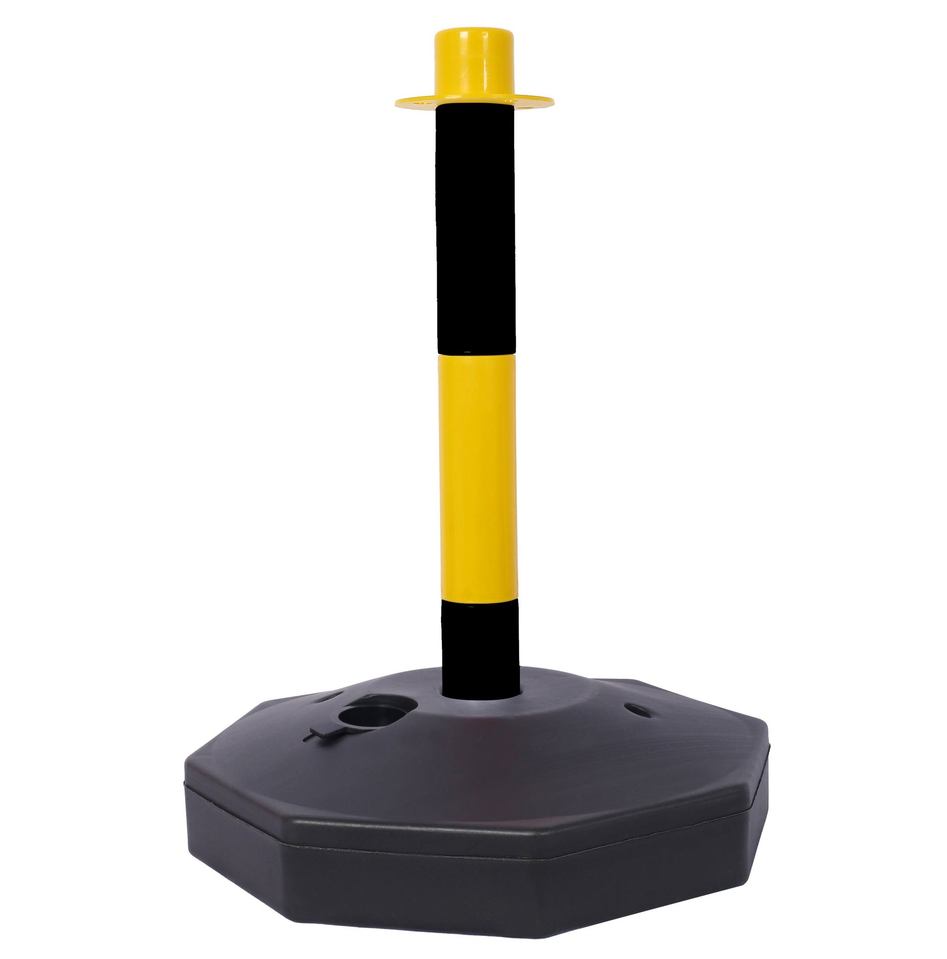 12 Pack Traffic Delineator Post Cones with Fillable Base, Adjustable Plastic Safety Barrier with 5Ft Plastic Chain, Outdoor and Indoor Crowd Control Stanchion for Traffic Control and warning Y/B