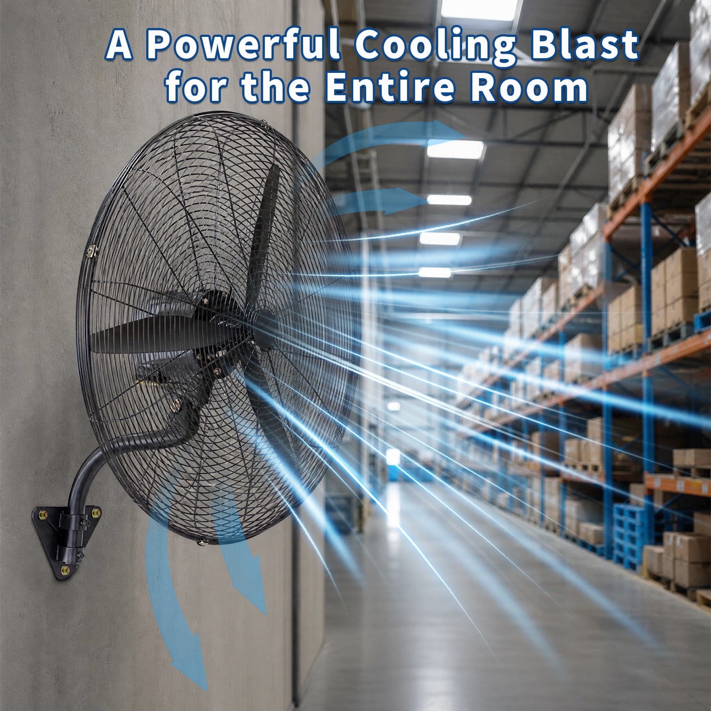 YXSC 30 Inch Industrial Wall Mount Fan, 11200 CFM High Velocity Oscillating Commercial Fan, 3-Speed Heavy Duty Metal Garage Warehouse Workshop Fan with Adjustable Tilt, 120W Motor, Black