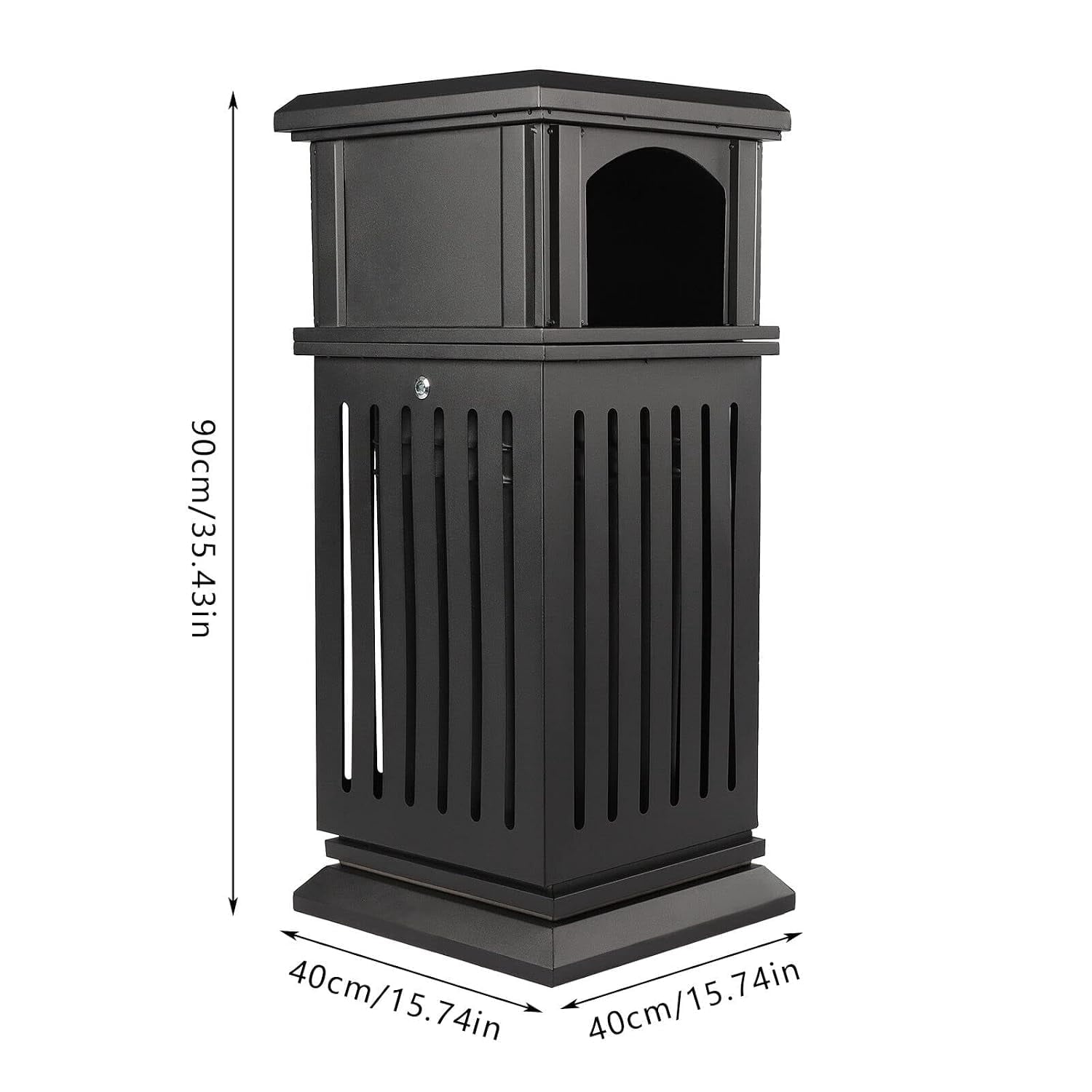 Trash Can with Lid, Large Commercial Garbage Waste for Yard Garage, Heavy Duty Industrial Waste Container (Dark Brown)