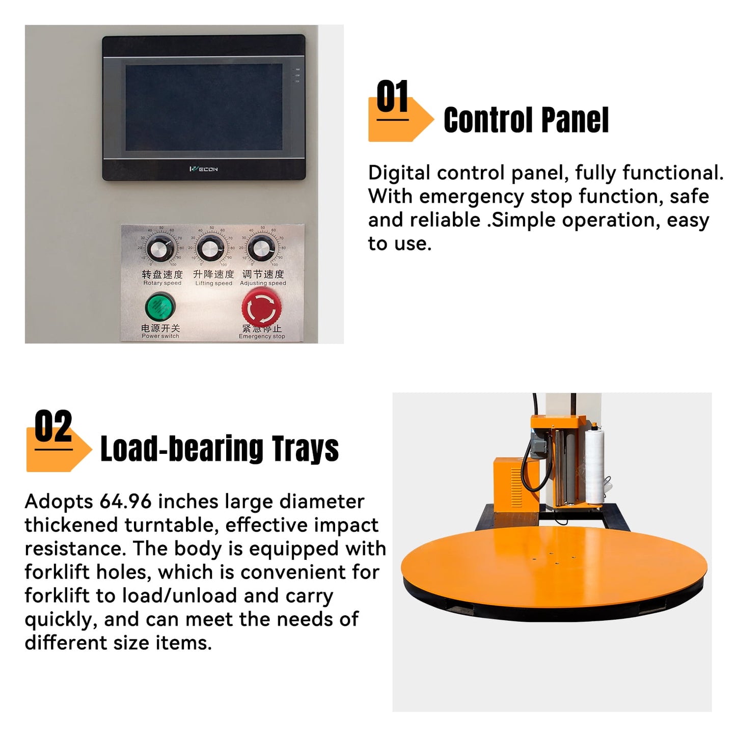 HPDMC Industrial Pallet Wrapping Machine - Heavy Duty Automatic Turntable Stretch Wrapper - 65 inch Diameter - 4400 Lbs Capacity - 110V