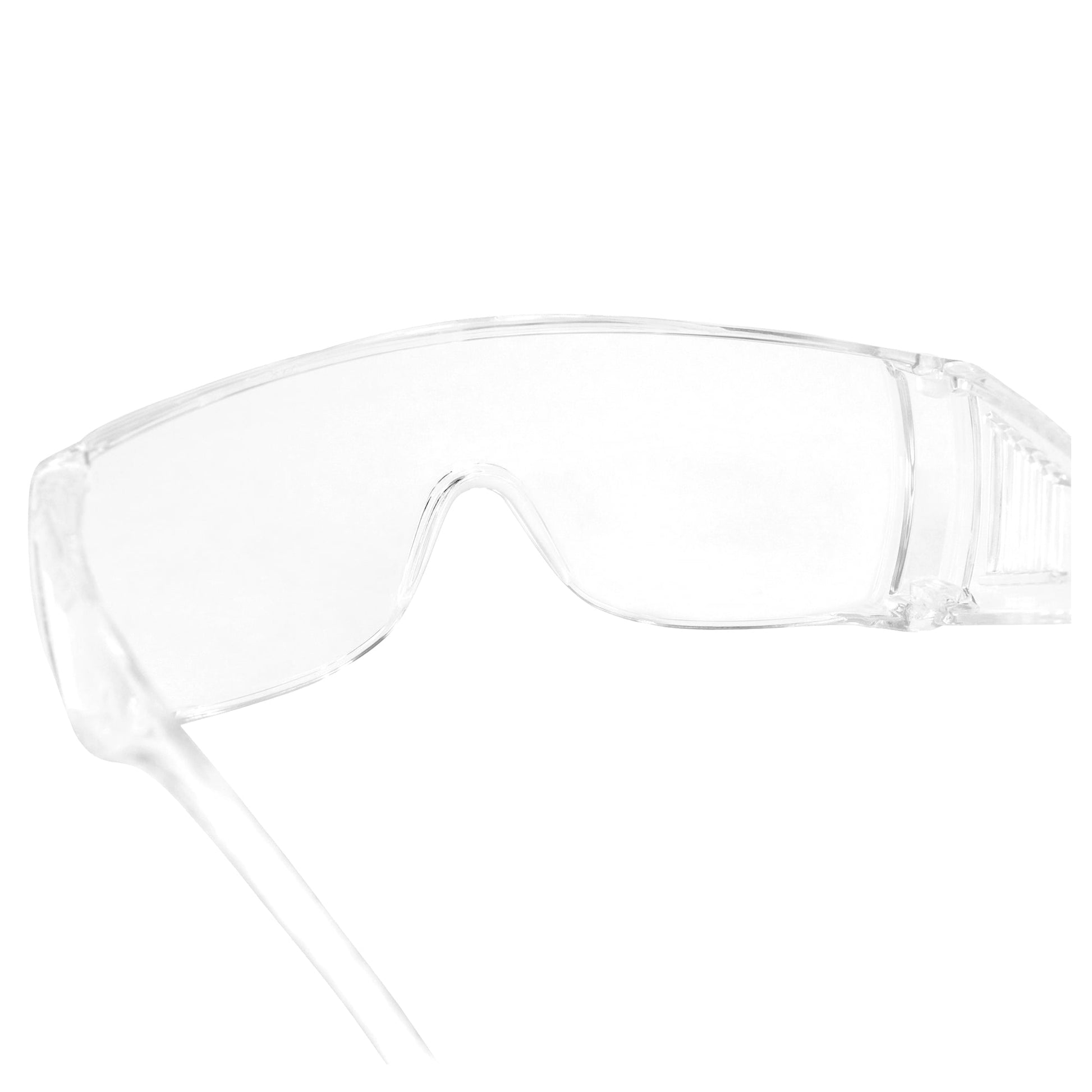 Global Vision Bulk 100 High Impact Safety Glasses, Goggles Fits Over The Glasses Clear Frame & Lens, Max UV Protection Side Shields, Anti-Glare Brow Guard