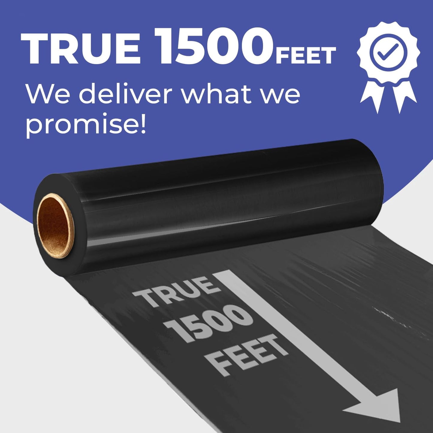 Rosmonde Black Plastic Stretch Wrap Bulk, 128 Rolls Pack, 18 in x 1500 ft, 80 Gauge Thick, 9.4 lbs/Roll, Industrial Strength Shrink Wrap for Warehouse, Moving & Secure Pallet Wrapping