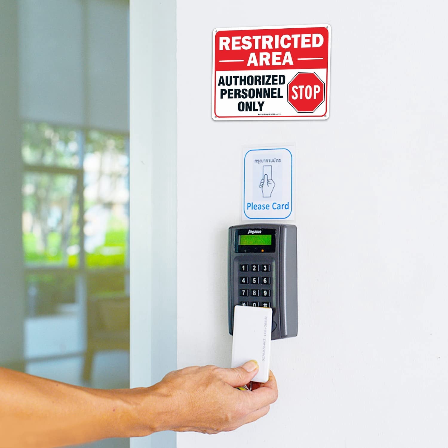 (4 pack) Restricted Area Sign Authorized Personnel Only, Do Not Enter Sign, 10 x 7 Inches .40 Rust Free Aluminum, UV Protected, Weather Resistant, Waterproof, Durable Ink，Easy To Mount