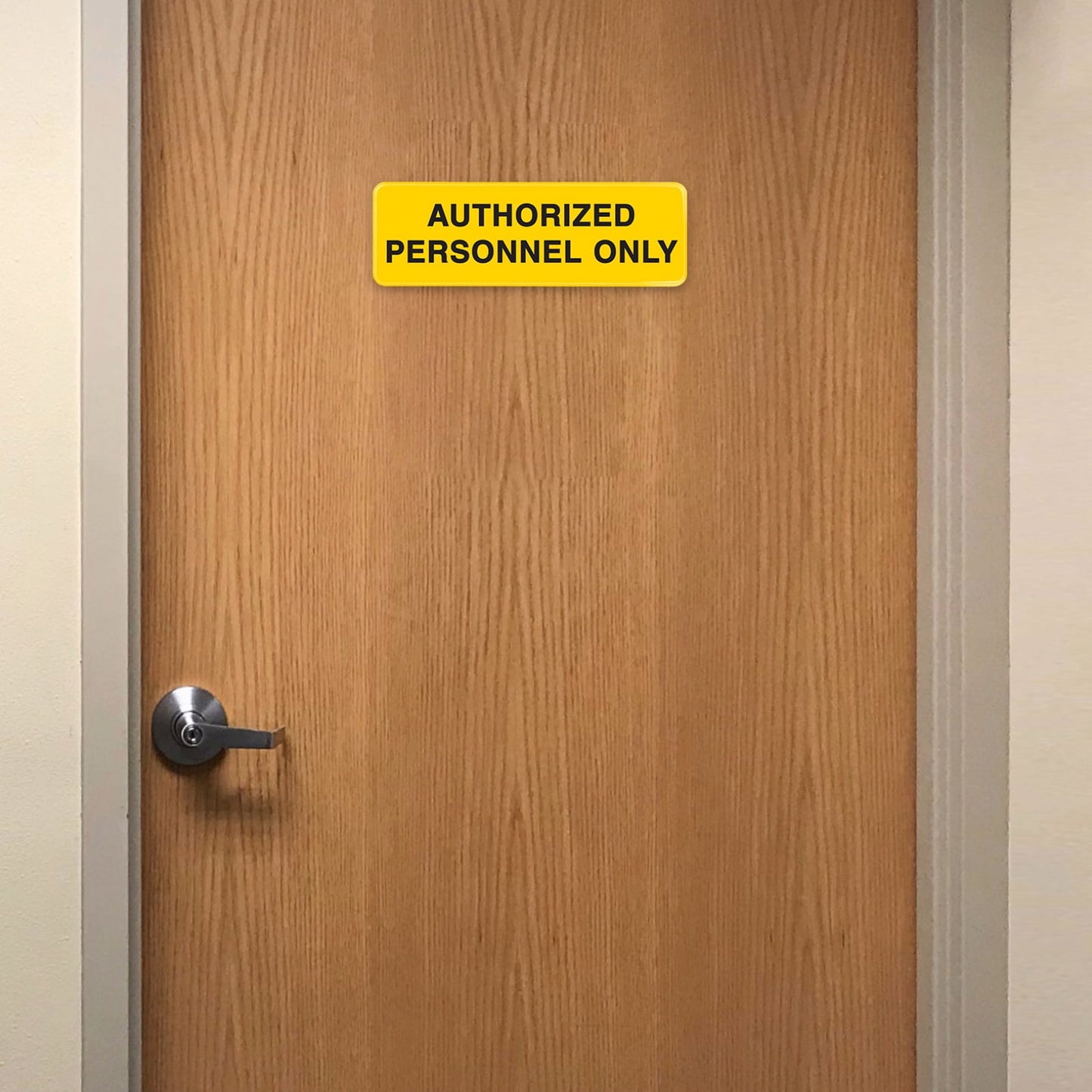 Excello Global Products Authorized Personnel Only Sign: Easy to Mount Informative Plastic Sign with Symbols 9x3, Pack of 3 (Yellow) - EGP-HD-0262A