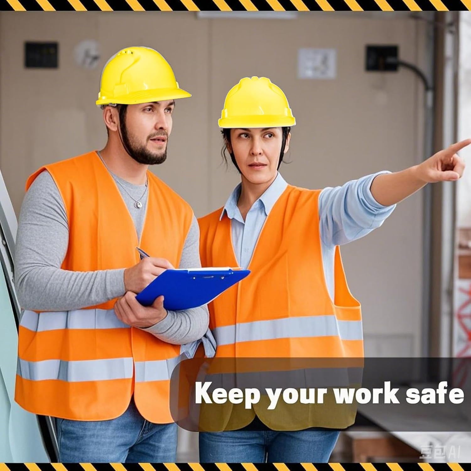 4 Pt. Suspension Hard Hat with Safety Vests Bulk Safety Helmets Adjustable Ratchet Hard Hats, Vents & Sweat Cotton Brow Pad - ABS Construction Helmets for Work Sites & Outdoor Labor
