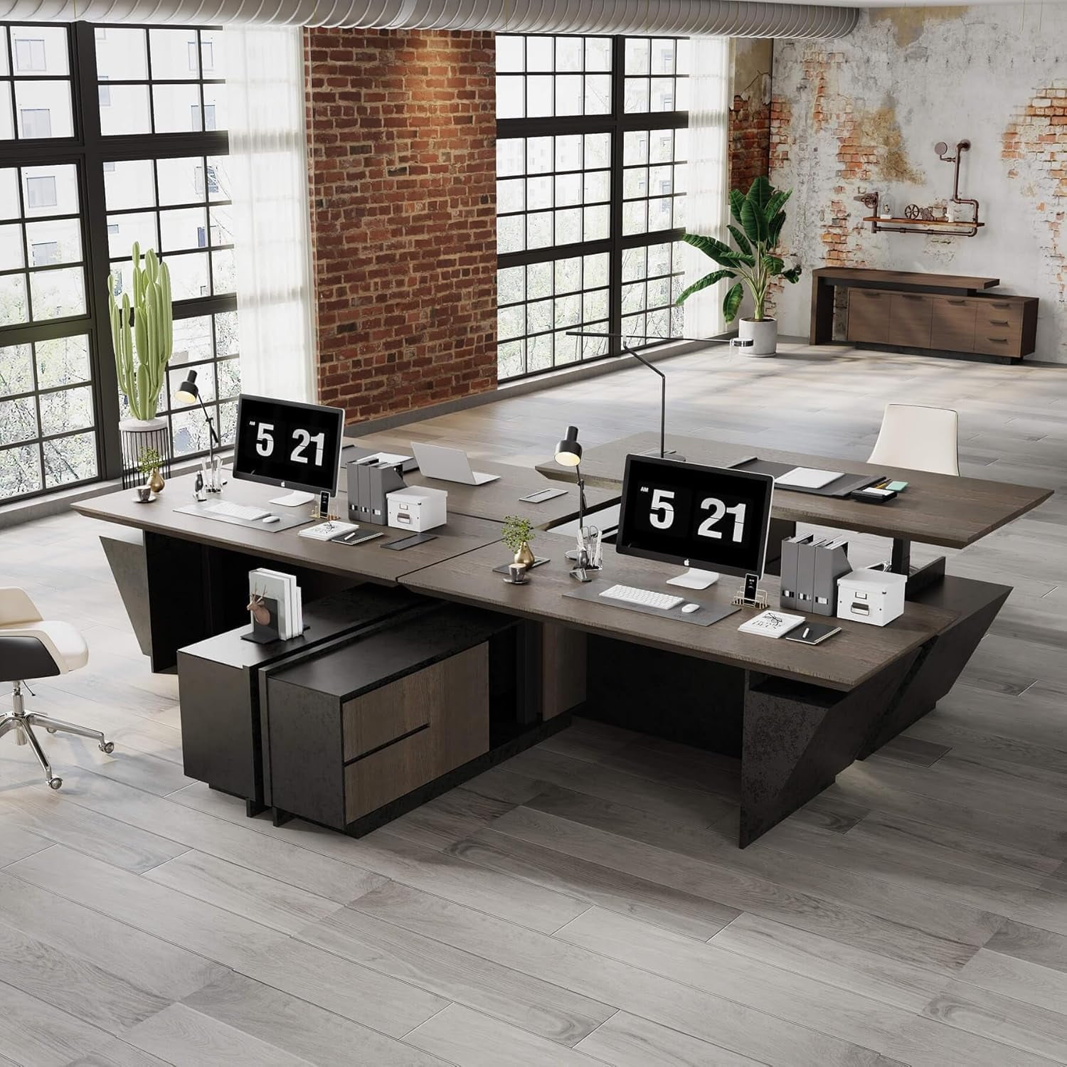 78.7 Inch Adjustable L Shaped Executive Desk Ergonomic Standing Desk with Drawer File Cabinet for Home & Office