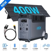 ABOK 3600W 3840Wh Solar Generator with 400W Solar Panel, LiFePO4 Portable Power Station for Home Backup, RV, Camping & Hurricane Outages (Ark3600+PV400)