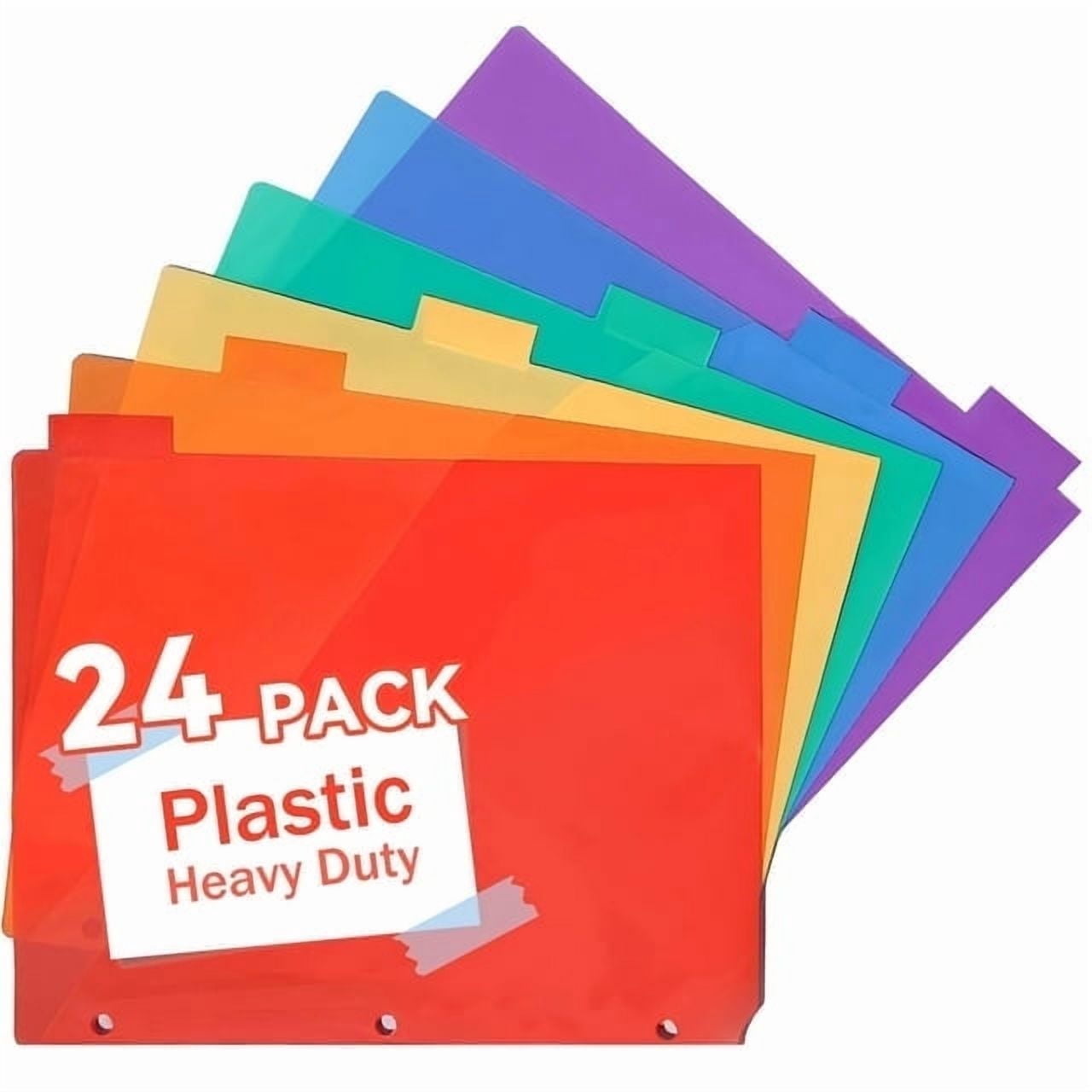 AGCAN 24 Pcs 3 Ring Binder Dividers with Tabs, Plastic File Dividers Binder Index Dividers with One Front Pocket and Tab, Multicolor, AGCAN Letter Size (9.8×11.2 Inch)