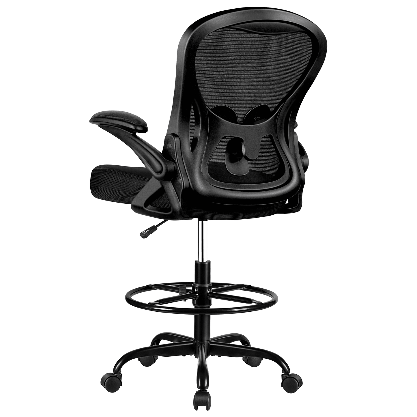 ATHOPE Ergonomic Office Chair, Mesh Desk Chair with Lumbar Support, Tall Office Chair with Flip-Up Armrests and Footrest Ring, Adjustable Computer Chair for Standing Desk Home Office, White
