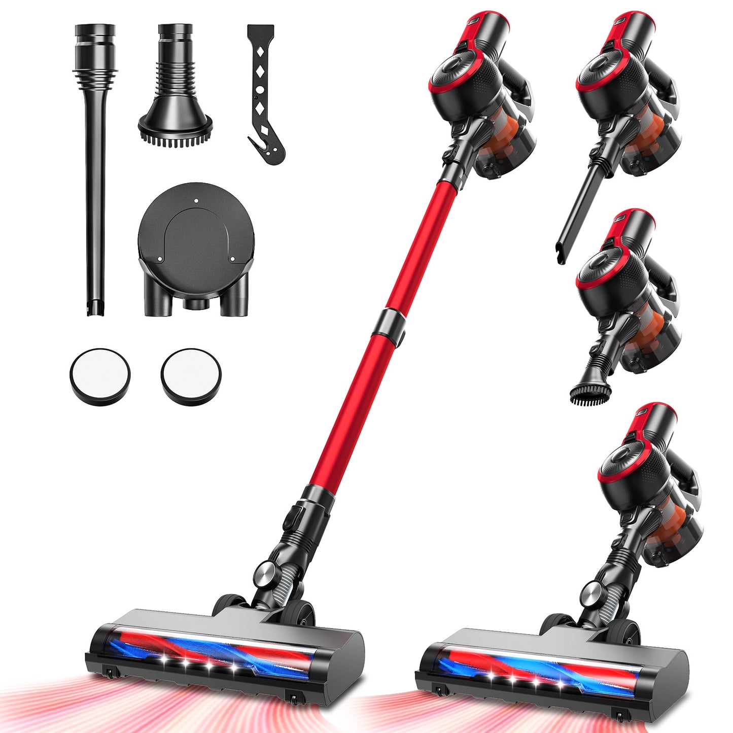 VAVSEA Cordless Stick Vacuum Cleaner, 38KPa Powerful Suction Vacuum with Double Dust Cup, for Carpet, Hard Floor & Pet Hair Cleaning