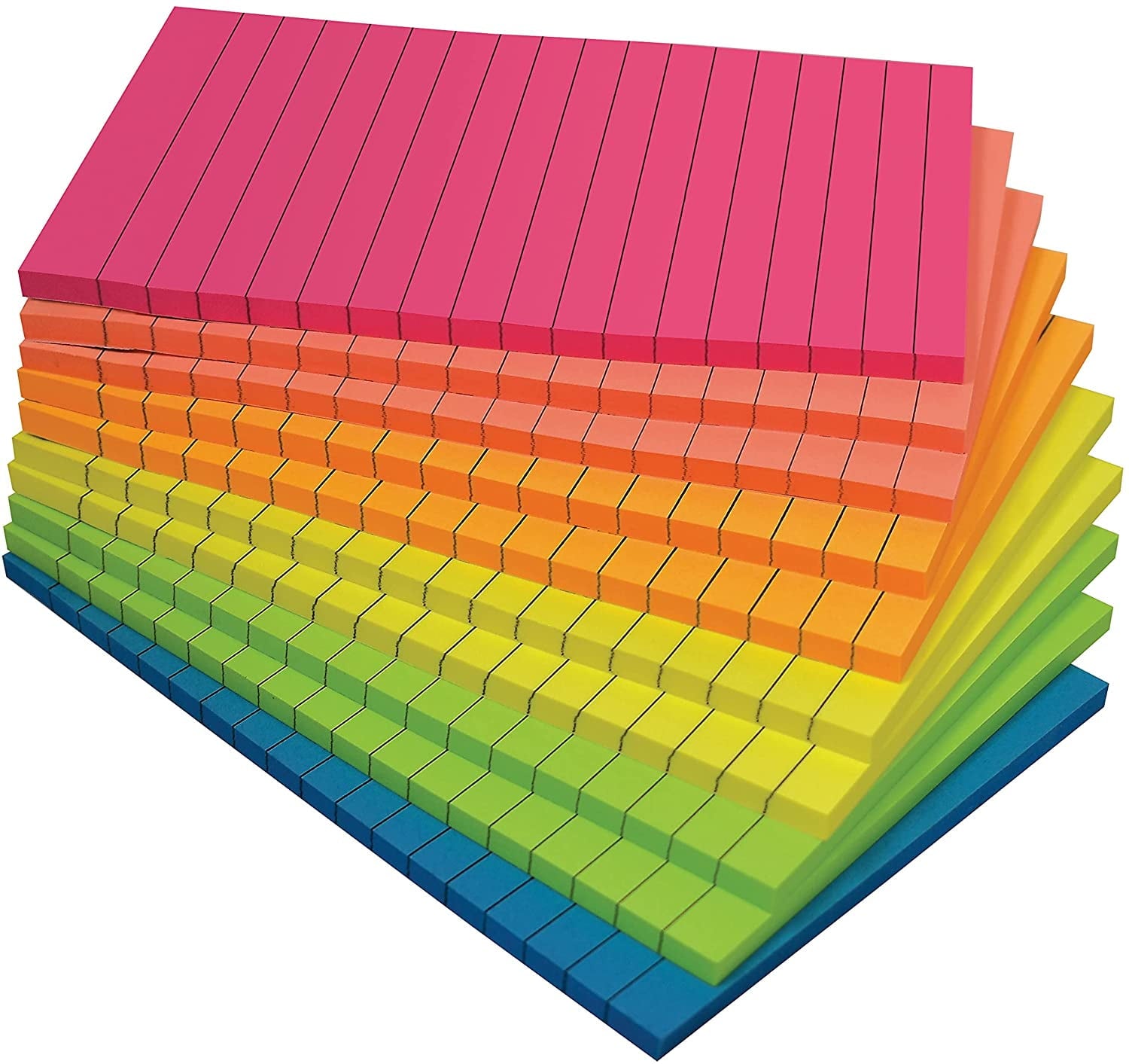 Better Office Products Lined Sticky Notes, 4" x 6", Assorted Colors, 10 Pads