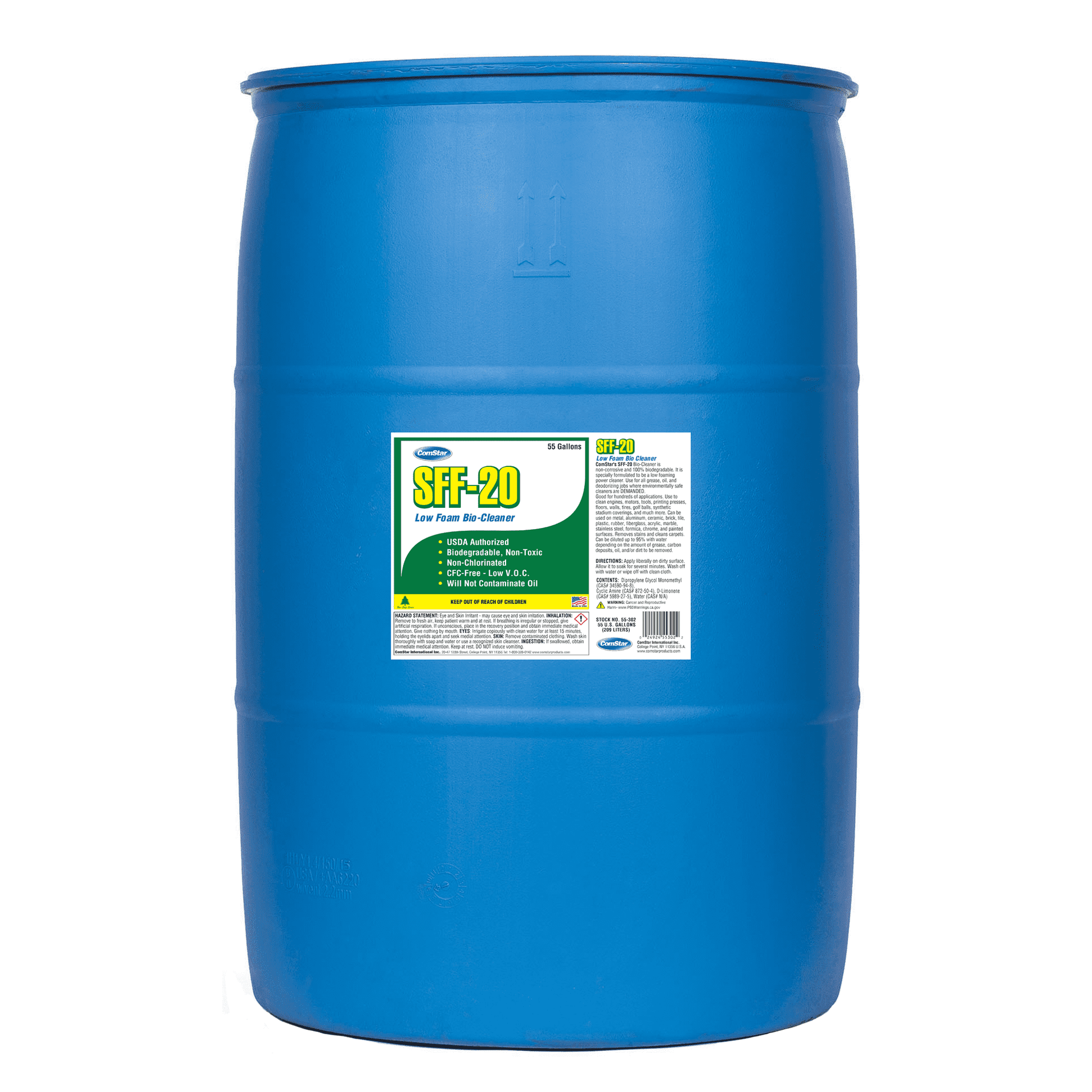 ComStar SFF-20, 55 Gallons, Heavy Duty Mechanical Parts Cleaner, Ultrasonic Cleaning Solution, Removes Grease, Rust Inhibitor, Non-Flammable, Low VOC, Safe for Metal, Plastic & More (55-302)
