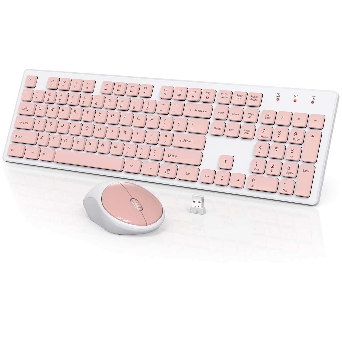 Wireless Keyboard and Mouse Combo - Ergonomic Wave Rechargeable Keyboard with Soft Leather Wrist Rest, RGB Backlit -Black