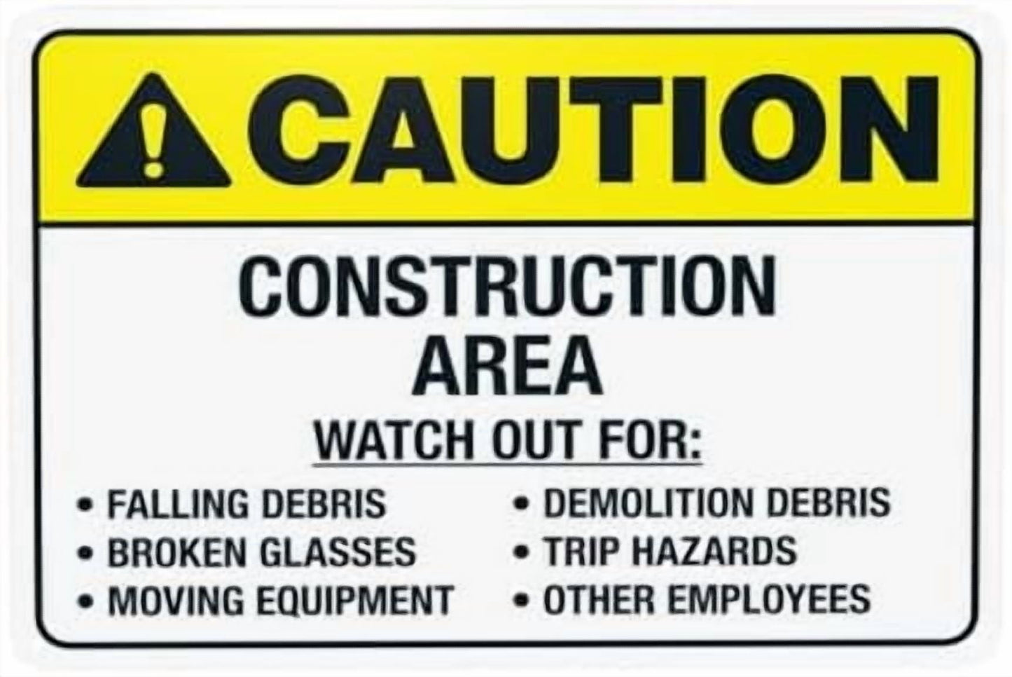 Glasses Shoes And Hard Hats Required When Working Warning Sign, Construction Metal Signs for Business Home Garage Street Wall Caution Custom Decor 8 x 12 Inch