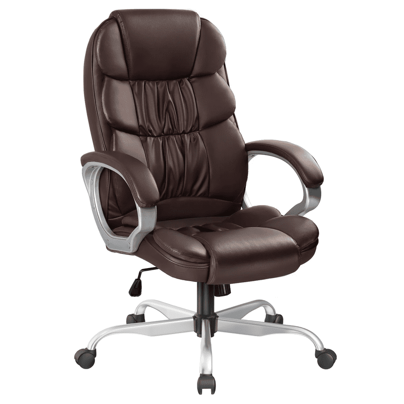 Furmax High Back Office Adjustable Ergonomic Desk Padded Armrests Executive PU Leather Swivel Task Chair with Lumbar Support, Black
