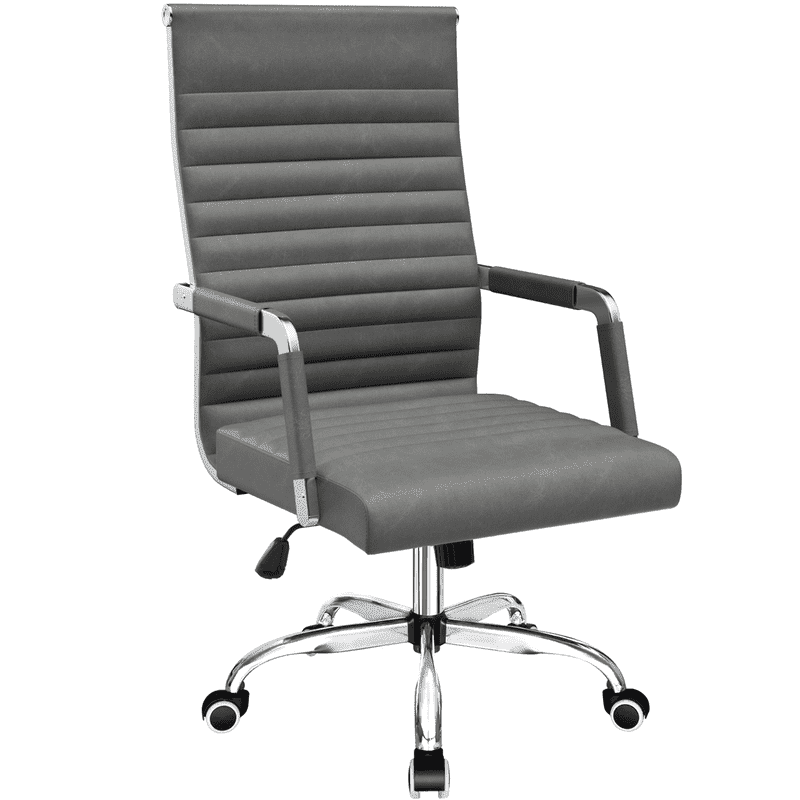 Furmax Ribbed Executive Chair with Swivel & Lumbar Support, 300 lb. Capacity, White