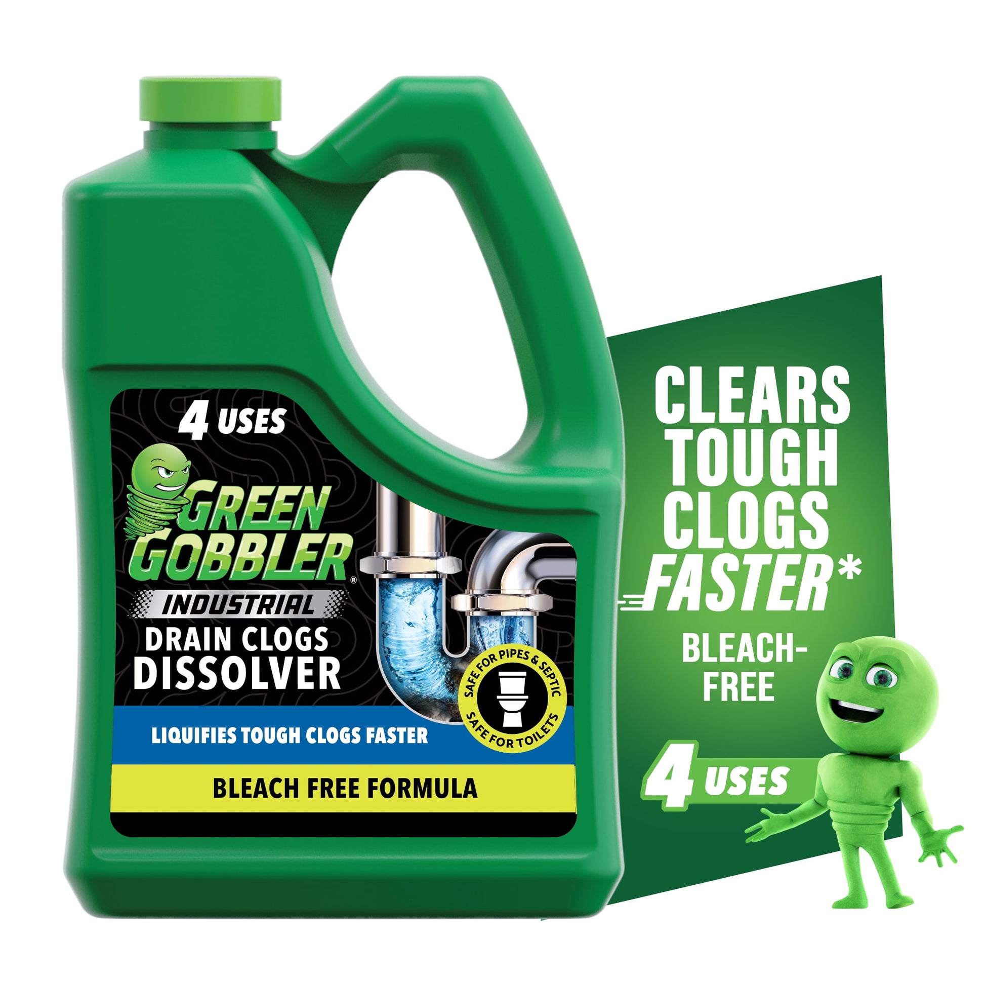 Green Gobbler Industrial Strength Drain Clog Remover & Cleaner Liquid Gel, 64 Fl Oz