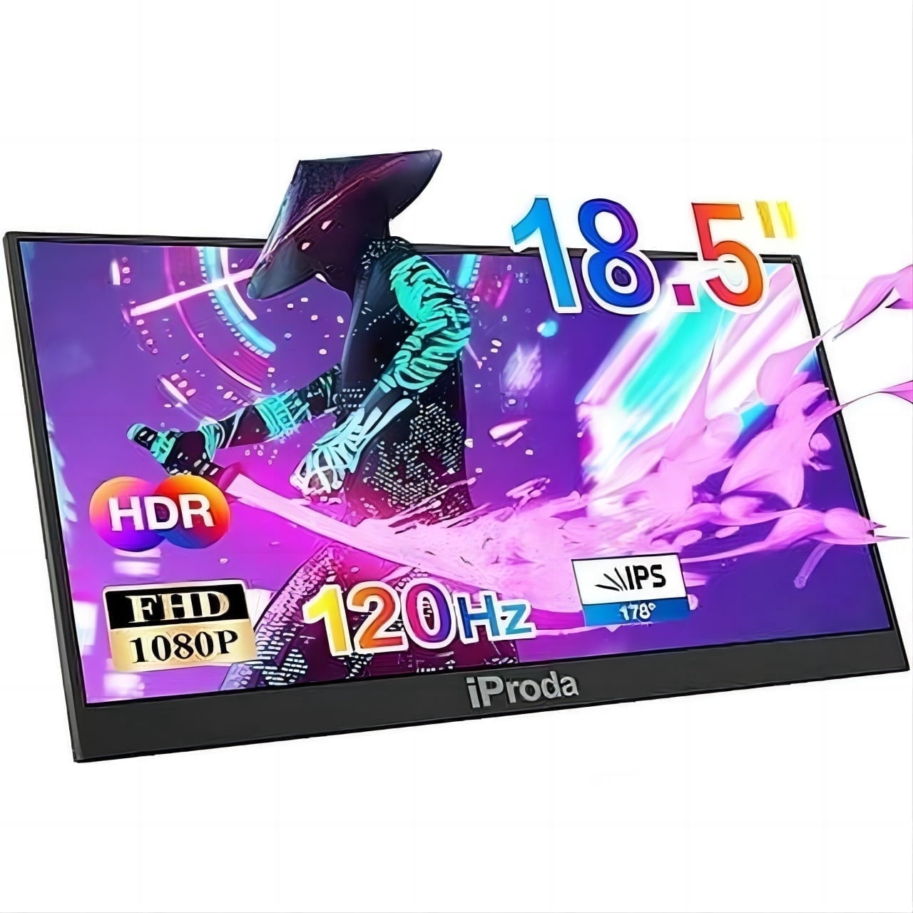 Iproda 15.6"Ptotable Monitor 1920* 1080P FHD IPS 60Hz Computer Monitor with Smart Case, Black