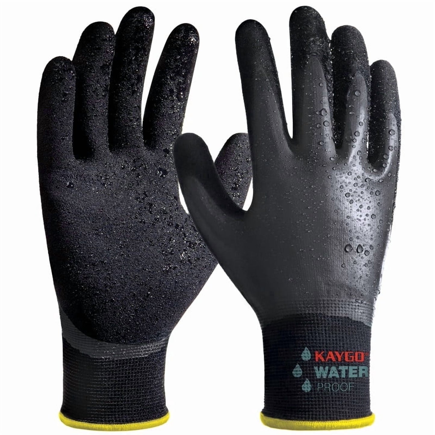 KAYGO Waterproof Work Gloves for Men and Women, Rubber Coated Non-slip Working Gloves for Garden, Outdoor Construction, KG150, Blue, L