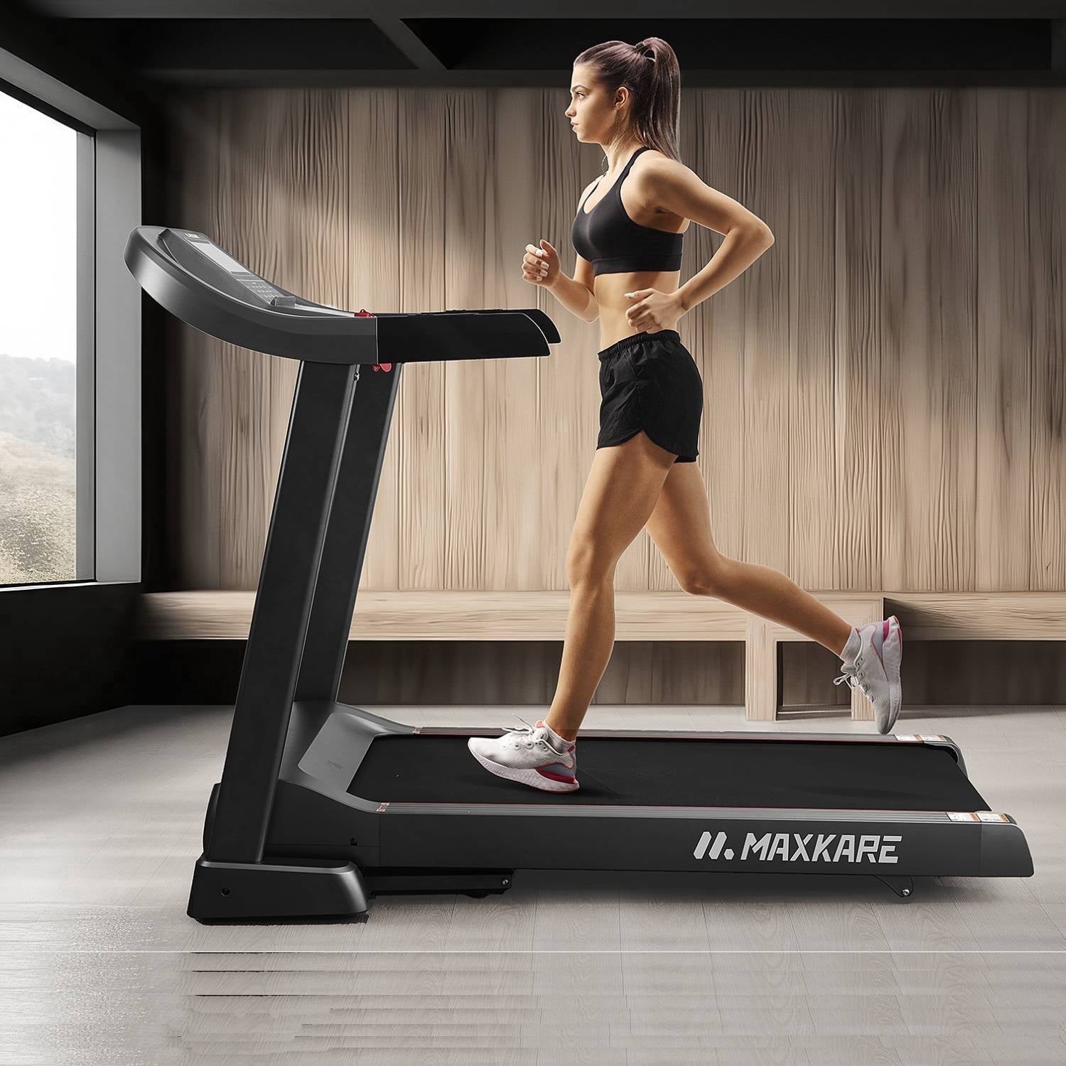 MaxKare 20" Folding Treadmill 300lbs with 15 Level Auto Incline, 3.5HP, 12MPH, Portable Foldable Treadmill with Bluetooth/Zwift App Compatible