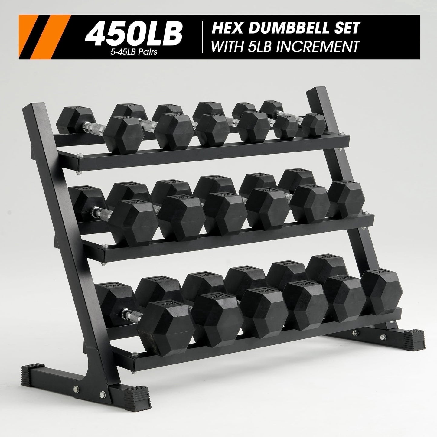 Mikolo Rubber Hex Dumbbell Set with Racks, Options in 550lbs, Strength Training Weight Set Home Gym