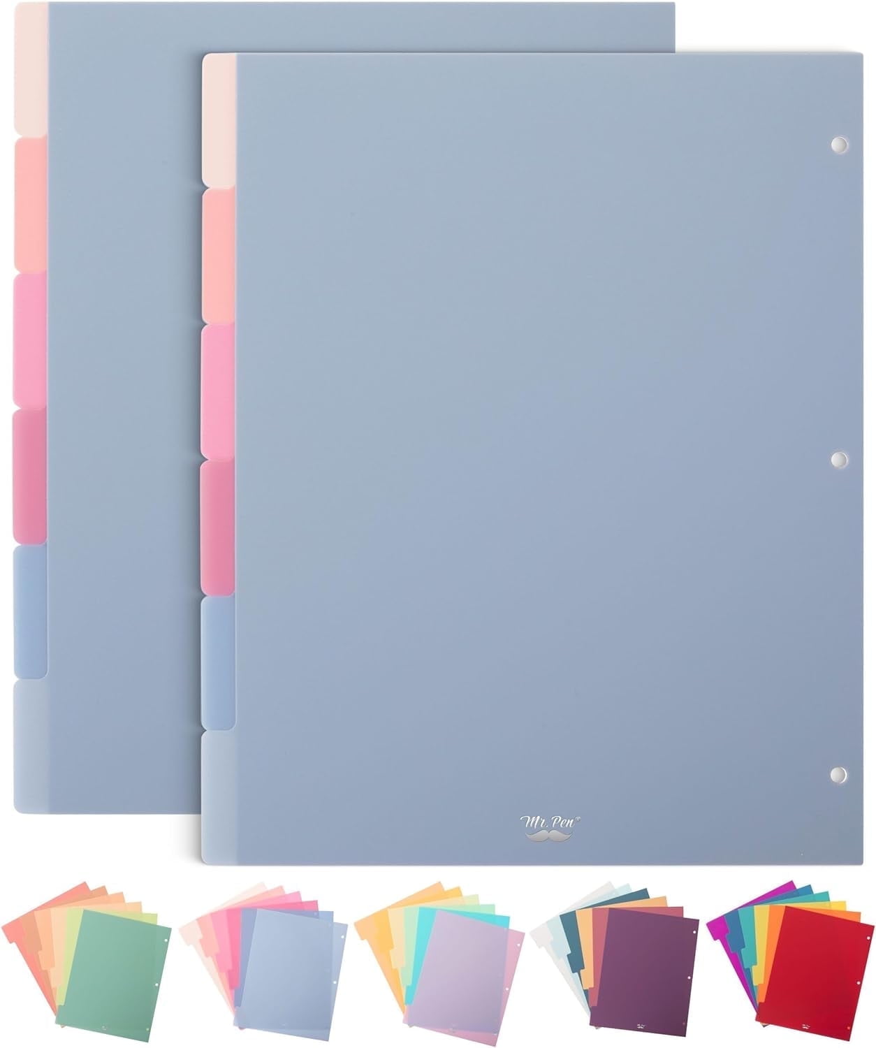 Mr. Pen- Binder Dividers, 6 Tab Dividers, Pack of 2 Sets (12 Dividers Total), Dividers, Plastic Dividers for 3 Ring Binder