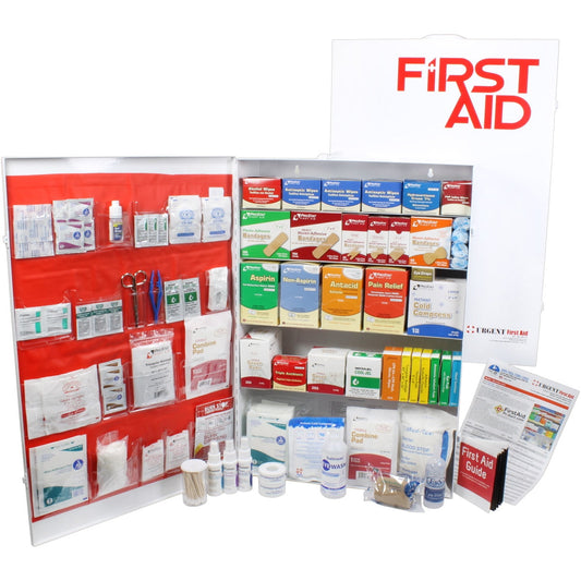OSHA & ANSI 5 Shelf Industrial First Aid Cabinet with Pocket Liner, 200 Person, 1890 Pieces, 2015 Class A+, Types I & II, Made in USA