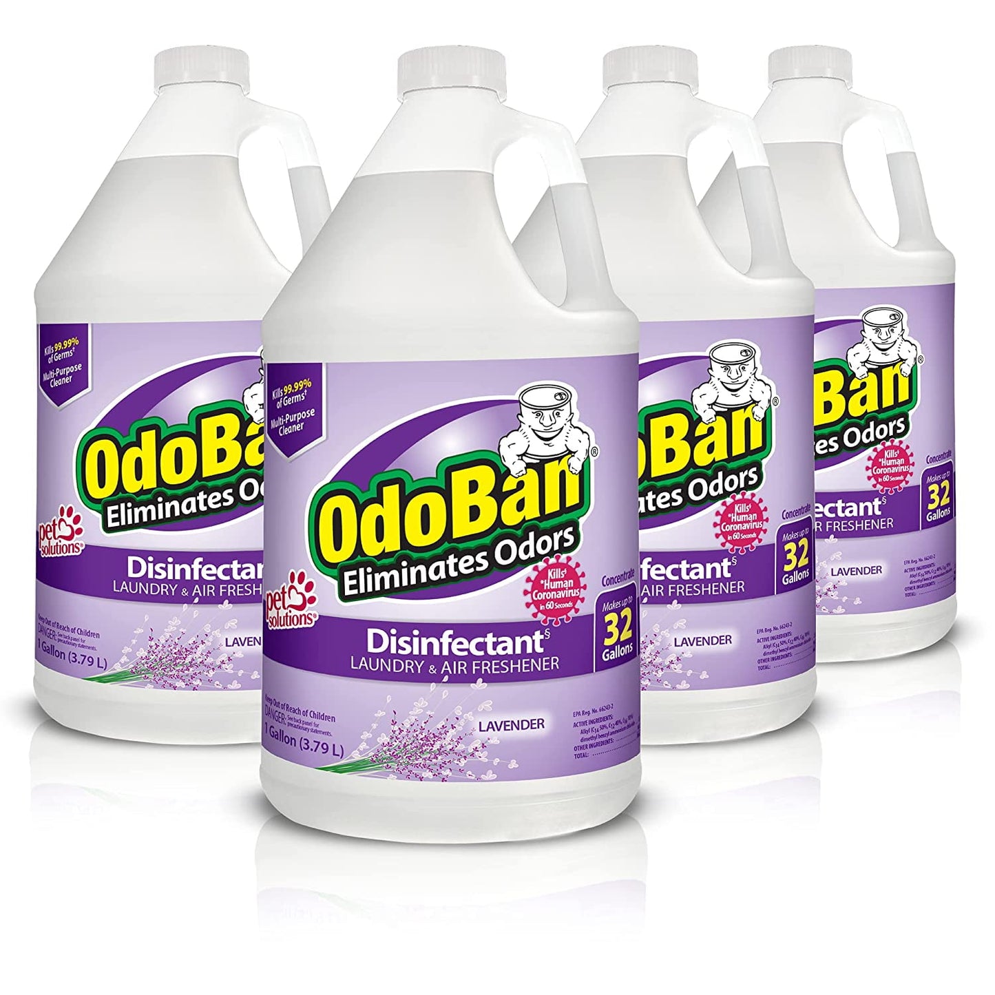 OdoBan Multipurpose Cleaner Concentrate, 2 Gal, Lavender Scent - Odor Eliminator, Disinfectant, Flood Fire Water Damage Restoration