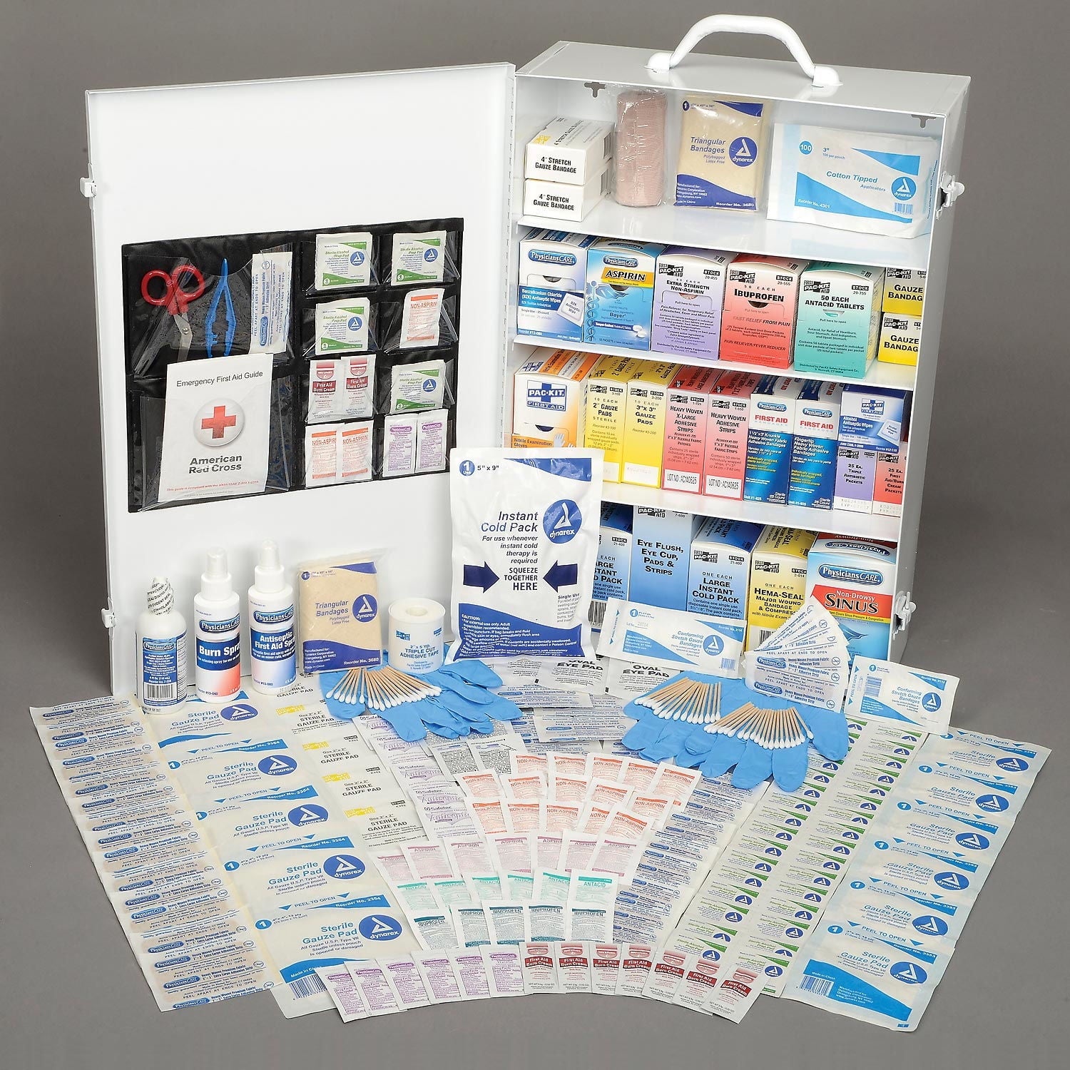 Pac-Kit 4-Shelf Industrial First Aid Stations, Steel, Wall Mount