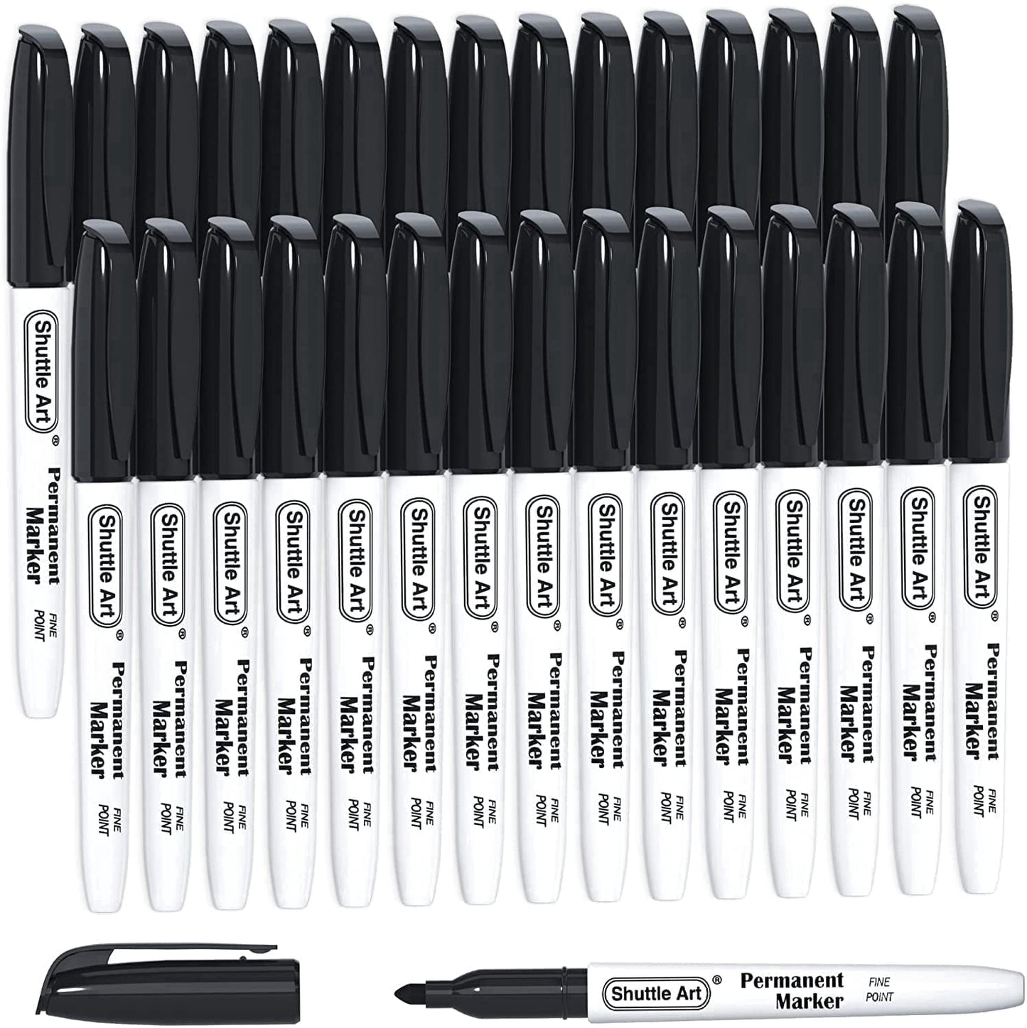 Permanent Markers,Shuttle Art 30 Pack Blue Permanent Marker set,Fine Point, Works on Plastic,Wood,Stone,Metal and Glass for Doodling, Marking