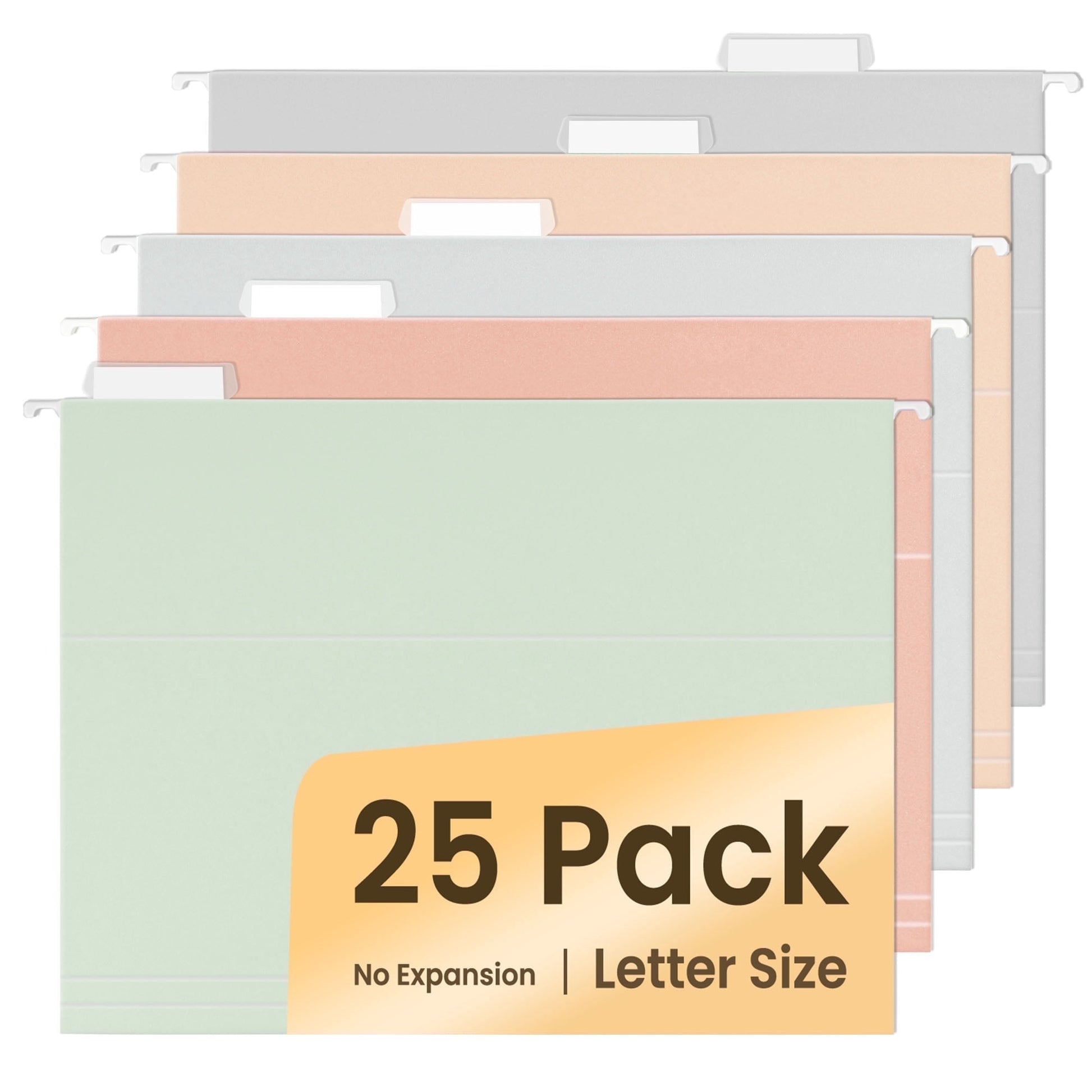 SUNEE 25 pack Pastel Colors Hanging File Folders with 1/5-cut Tabs