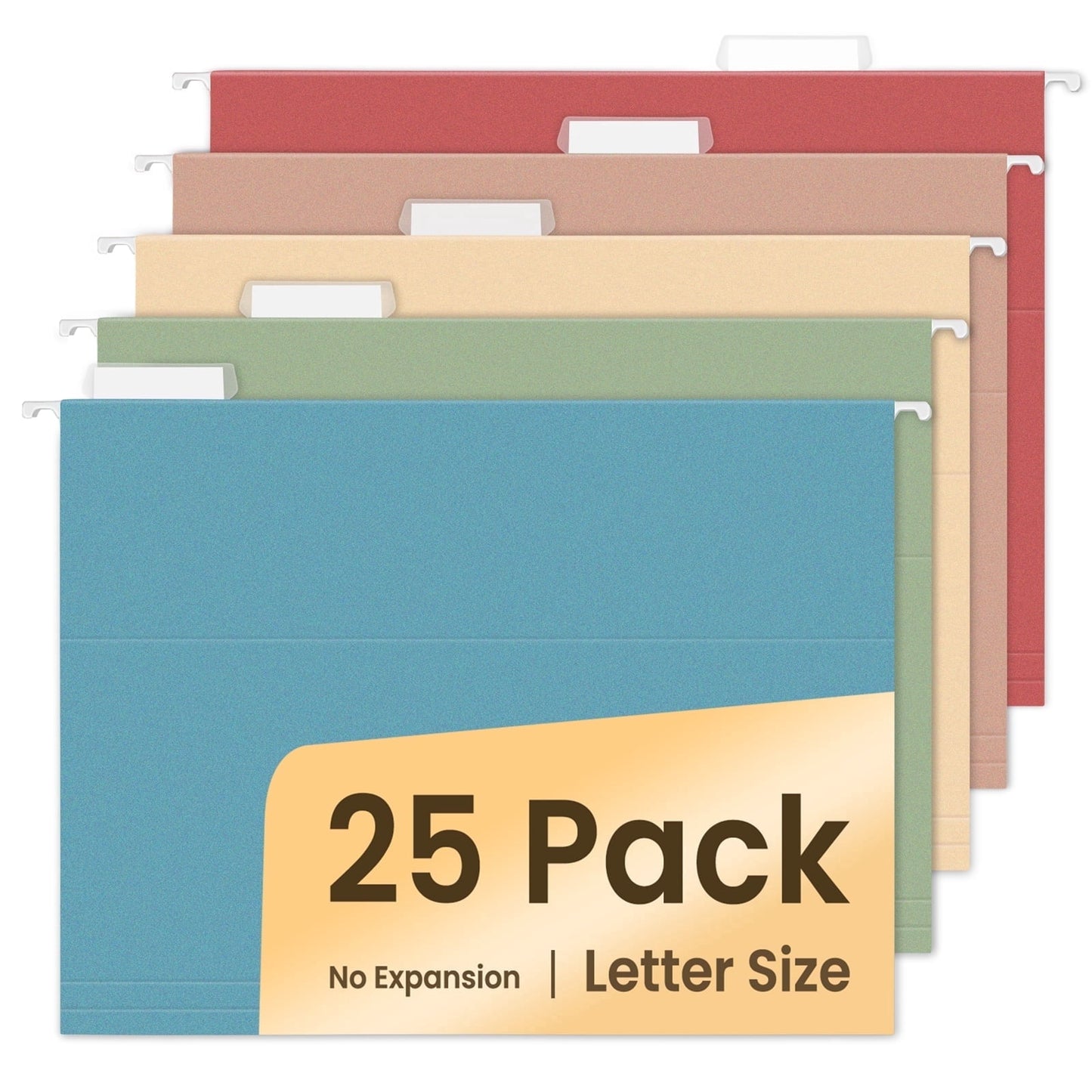 SUNEE 25 pack Pastel Colors Hanging File Folders with 1/5-cut Tabs