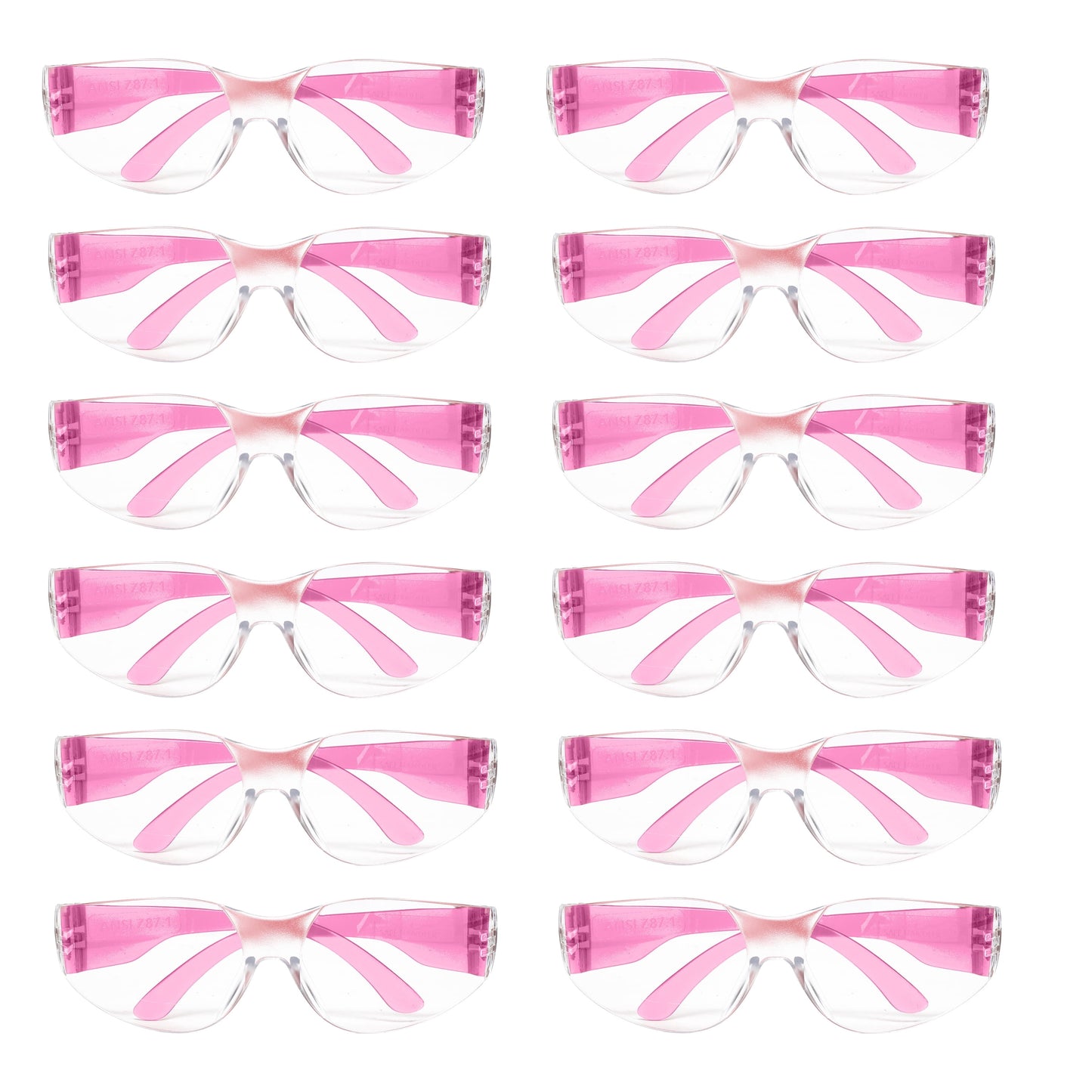 Bison Life Clear Safety Glasses, Pack of 12, ANSI Z87.1 Scratch & Impact Resistant, Polycarbonate Lens, One Size, Wrap Around Eyewear