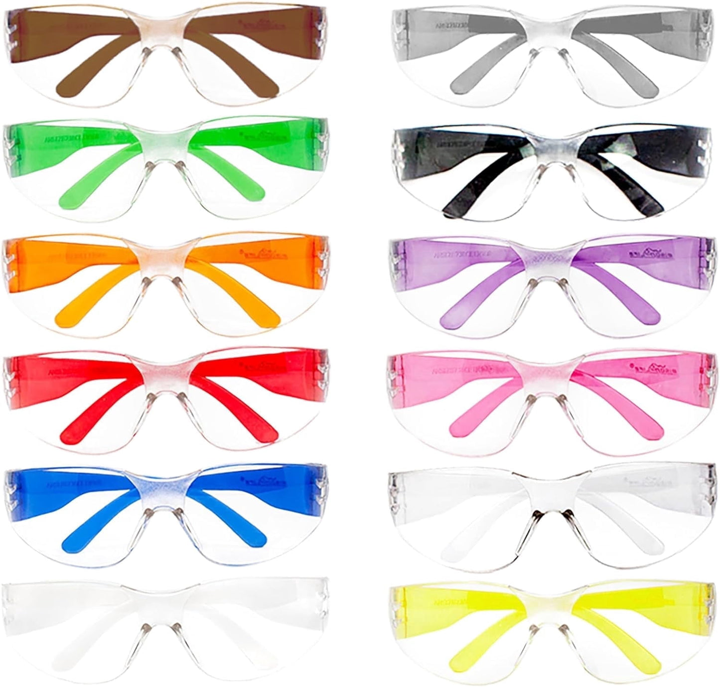 Bison Life Clear Safety Glasses, Pack of 12, ANSI Z87.1 Scratch & Impact Resistant, Polycarbonate Lens, One Size, Wrap Around Eyewear