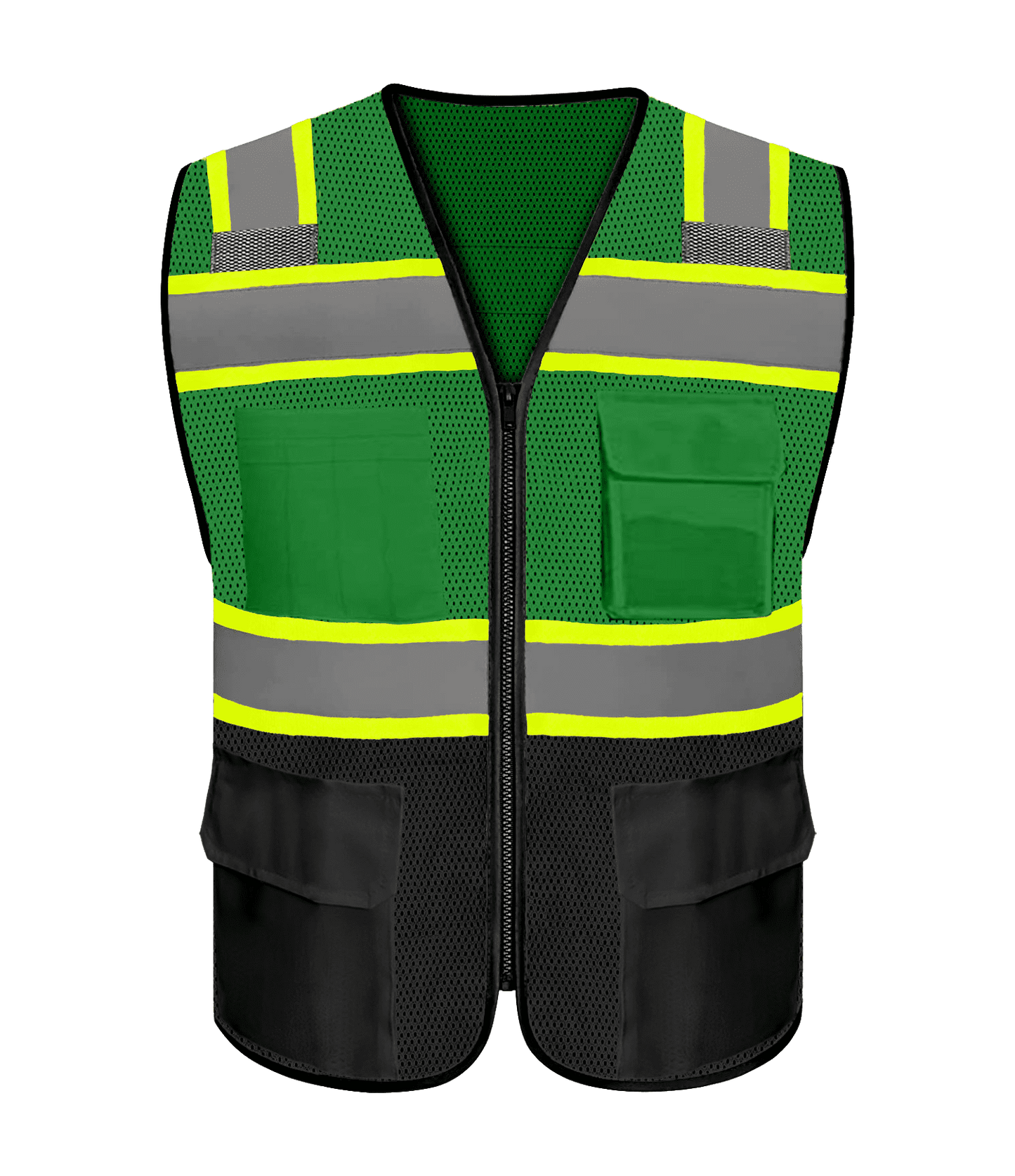 Safety Vest with 9 Pockets & Zipper Reflective High Visibility Vest Class 8 Outdoor Workwear Meets ANSI/ISEA